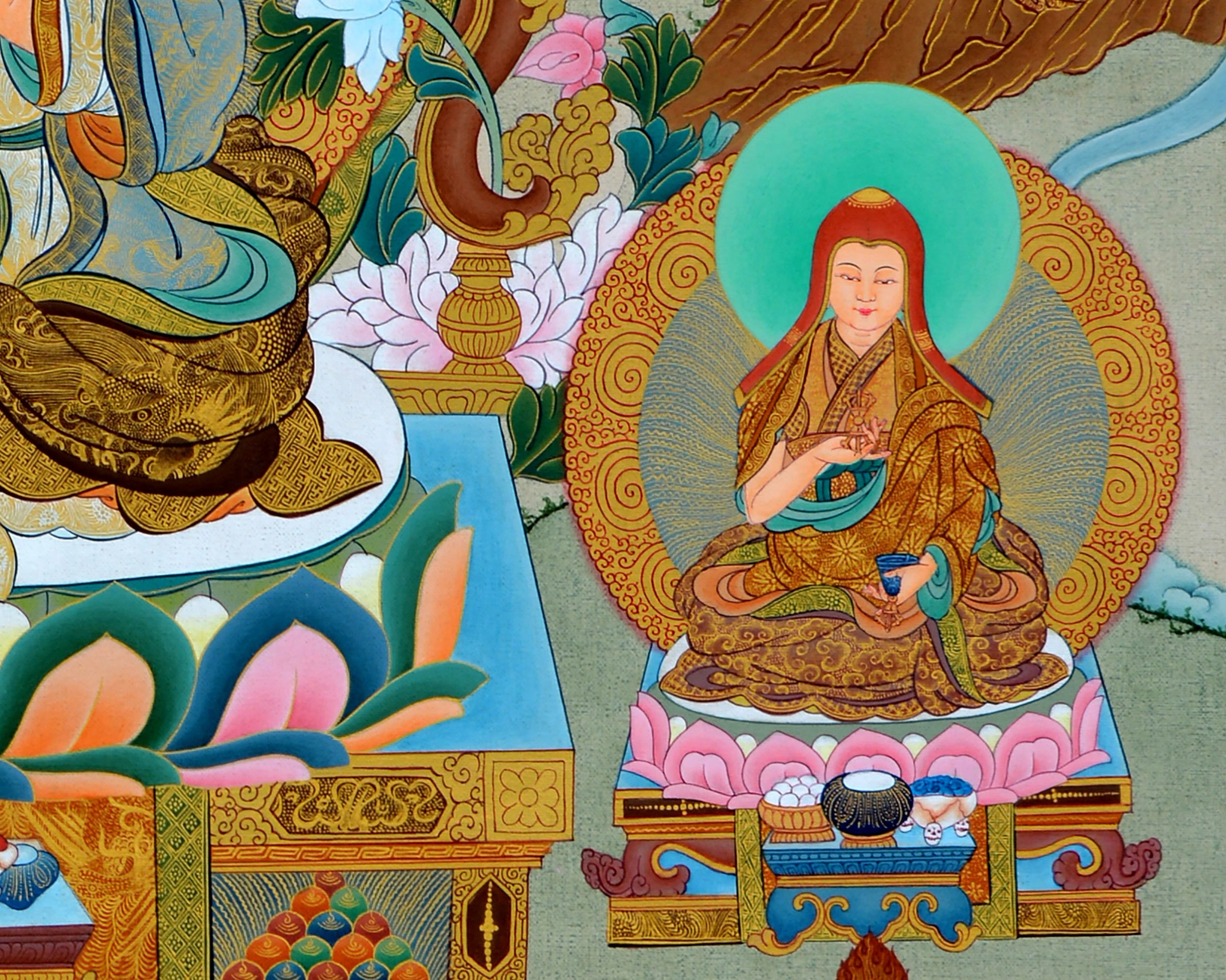 Buddhist Sakya Master Thangka | Sachen Kunga Nyingpo Tibetan Hand Painting Art