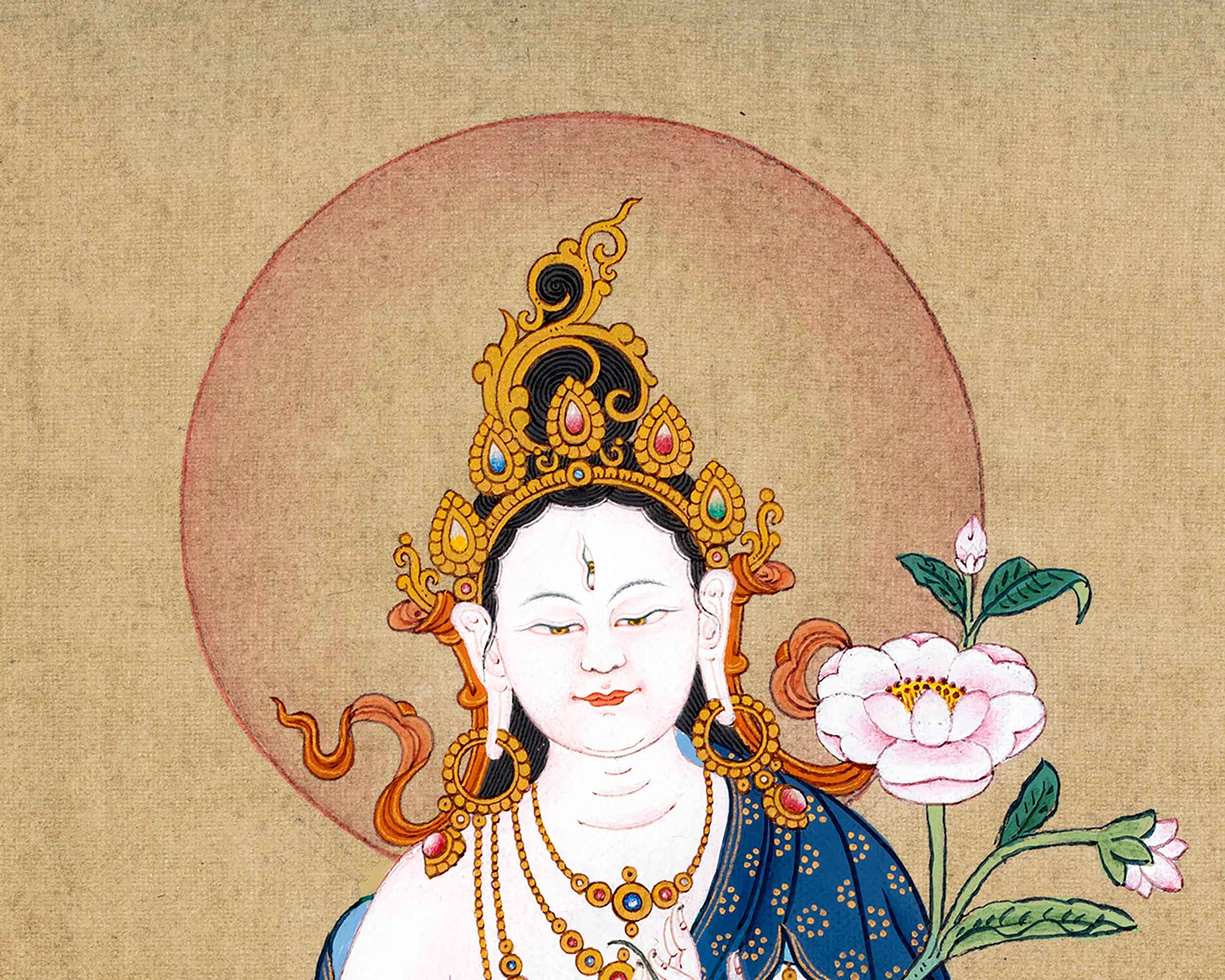 White Tara Meditation Thangka | Traditionally Hand Painted Art