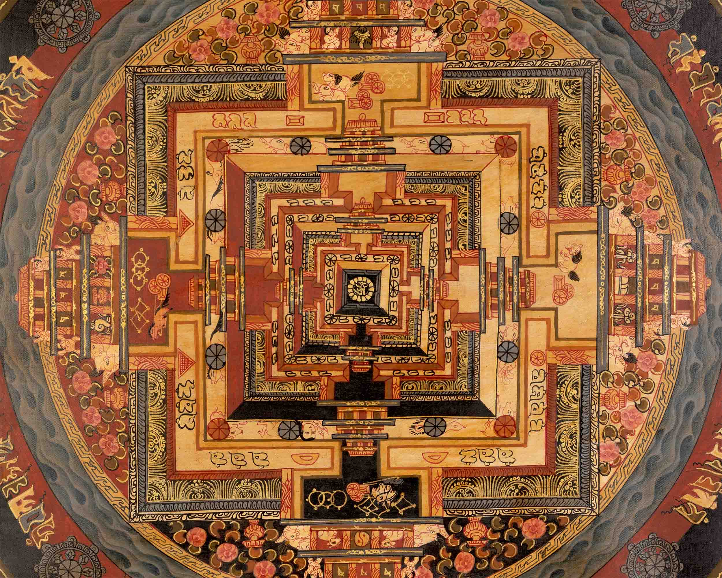 Kalachakra Mandala Tibetan Thangka Painting | Spiritual Home Decoration Art