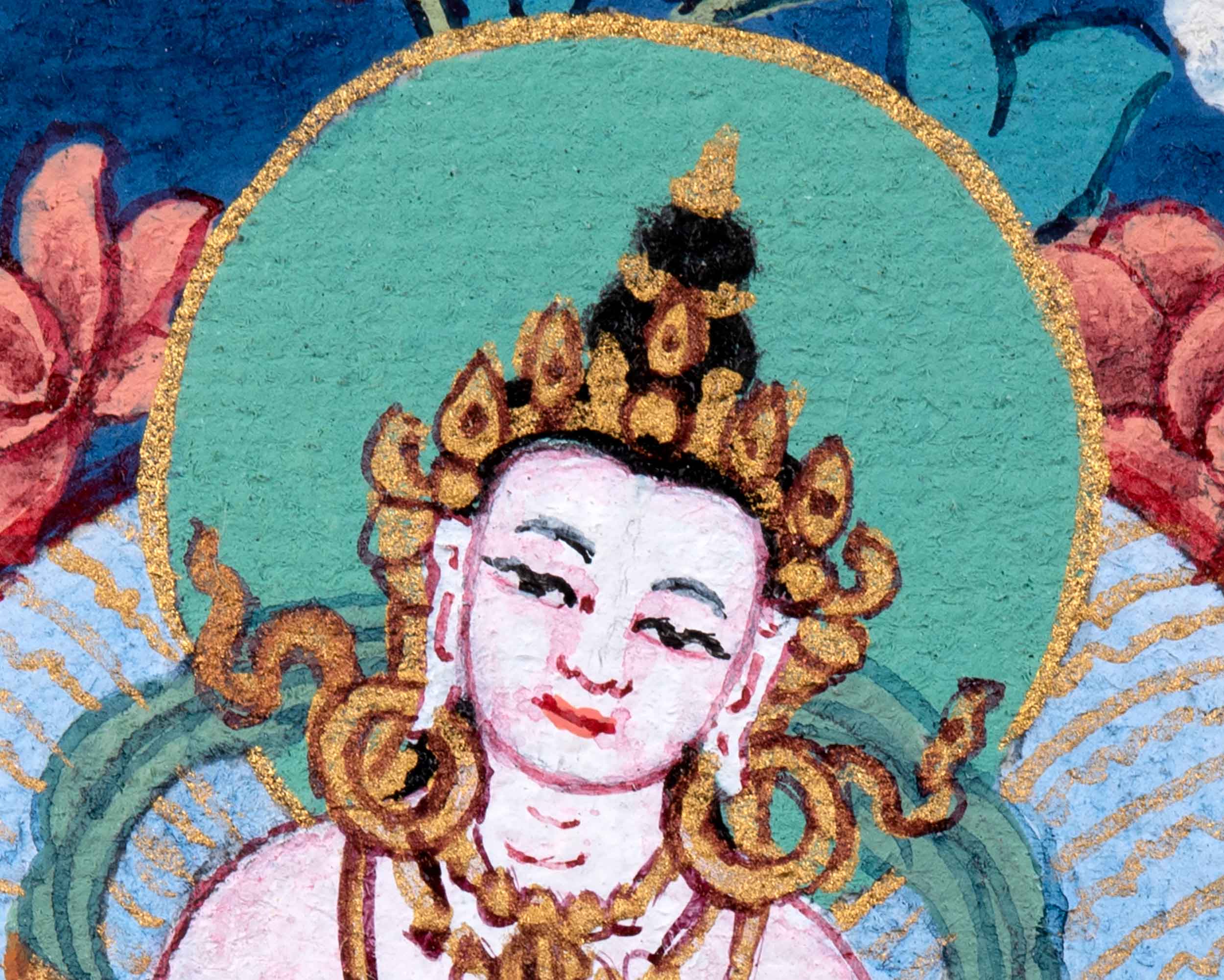 Mini Vajrasattva Meditation Thangka | Traditional Tibetan Hand-Painted Art