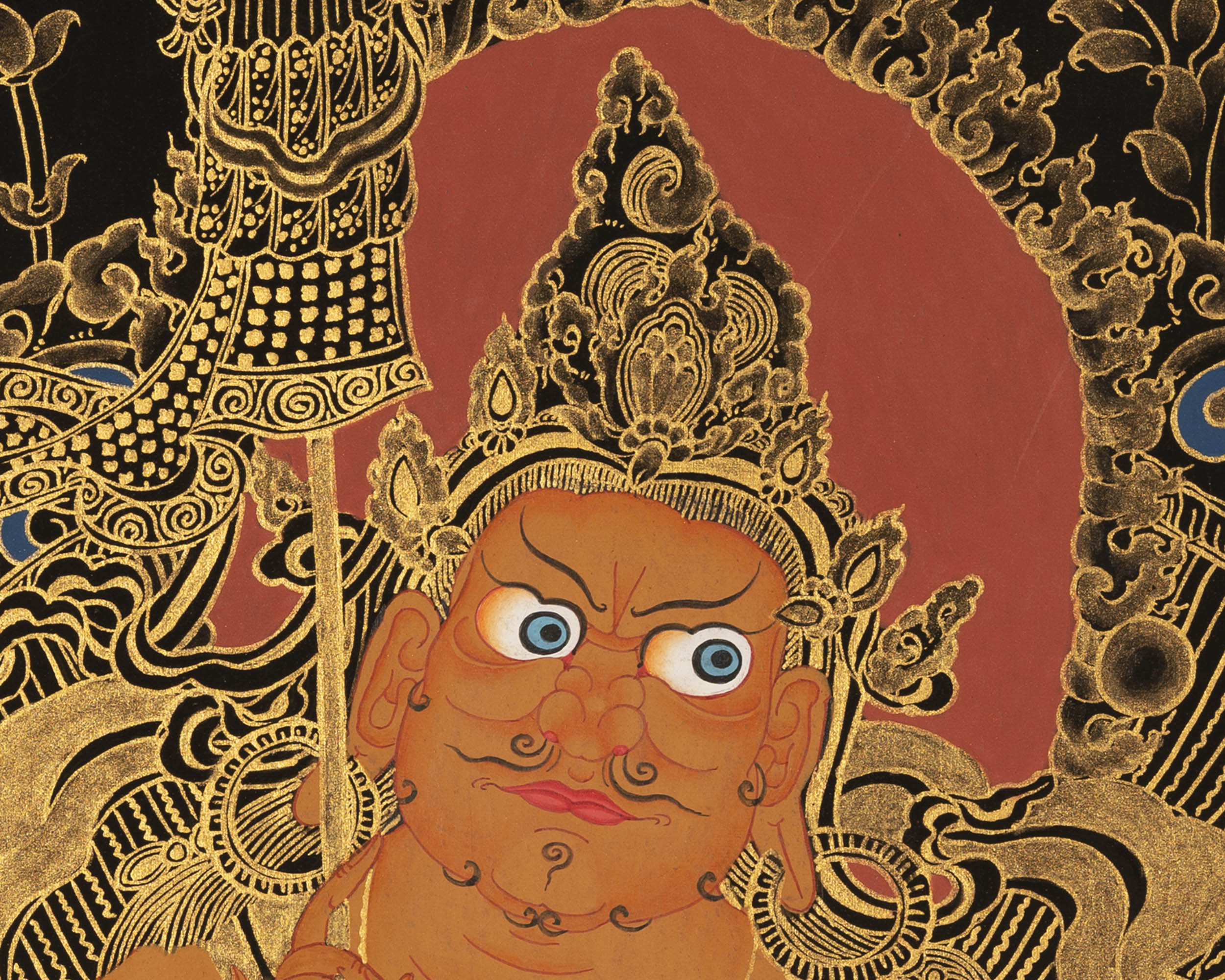 Gold Dzambala Thangka | Tibetan Buddhist Wall Decoration