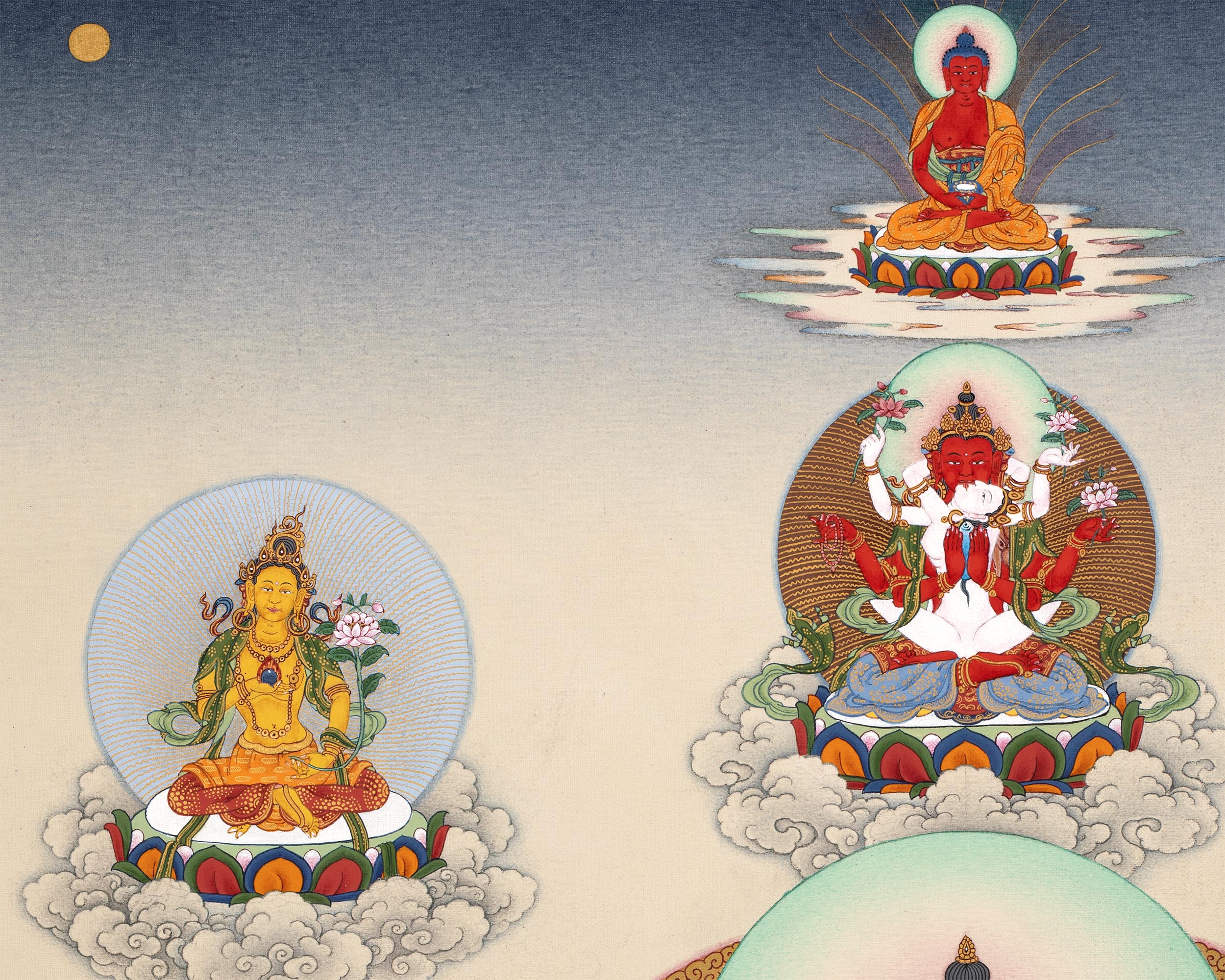 Gyalwa Gyatso (Red Chenrezig- Consort) Mandala, Tibetan Yidam Thangka Painting
