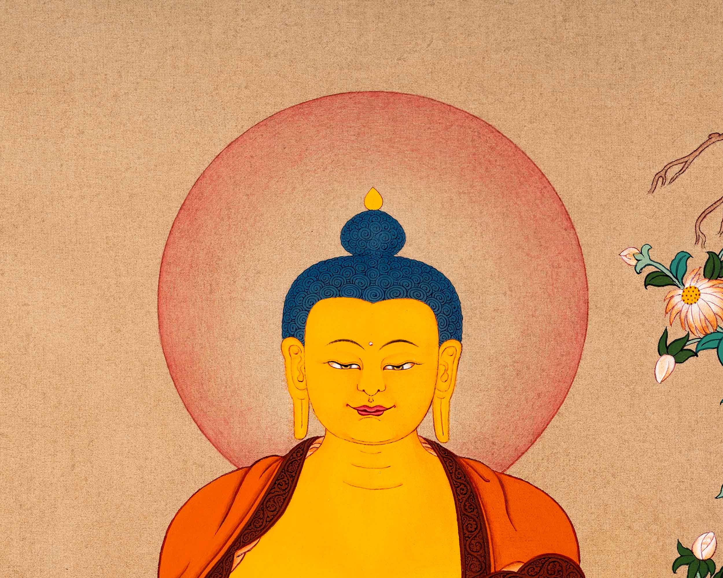 Shakyamuni Buddha Art, Tibetan Thangka Hand painted in Enlightenment Studio