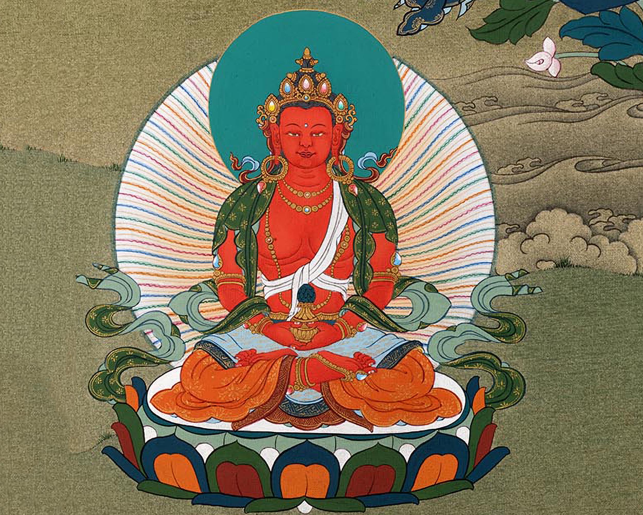 White Tara With Amitayus and Namgyalma Thangka | Long Life Deities | Tibetan Art