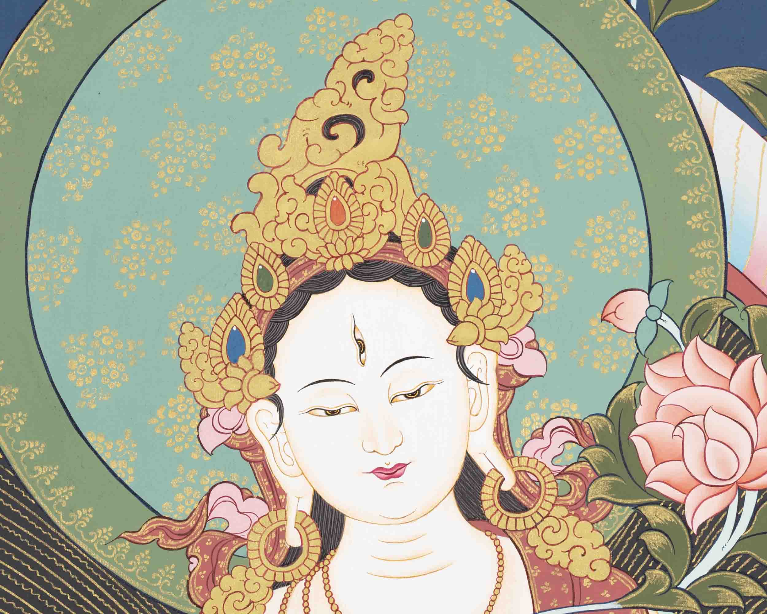 White Tara Thangka Painting | Religious Art | Wall Decors