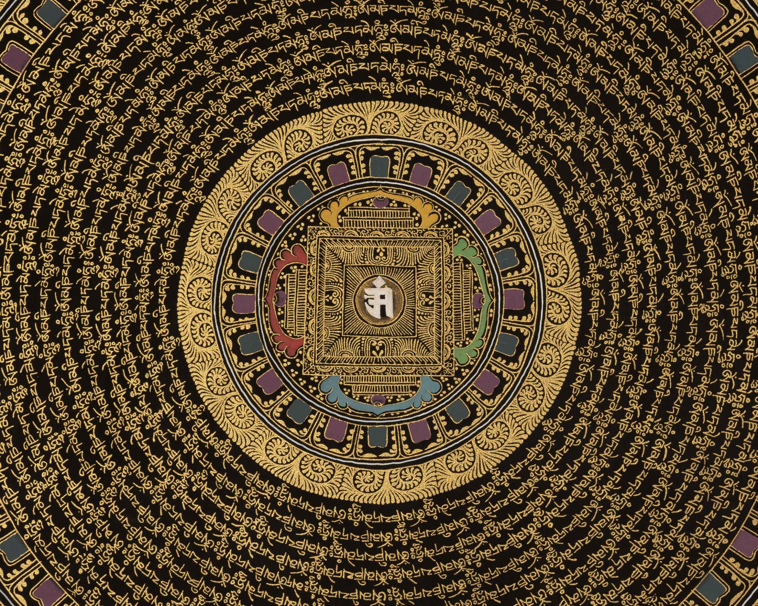 Om Mandala Thangka | Traditional Buddhist Artwork | Wall Decoration