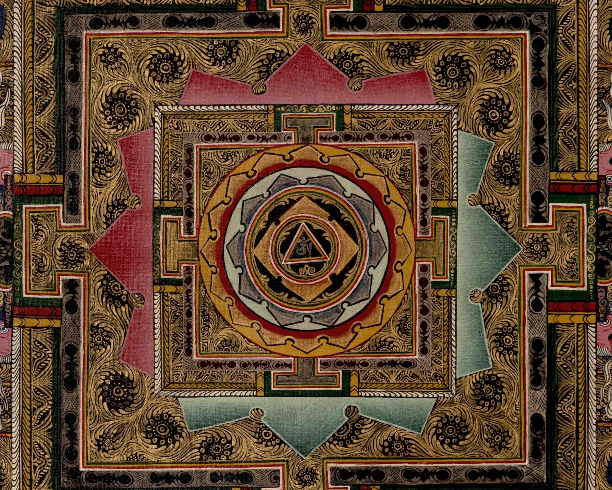 Om Mantra Mandala | Tibetan Traditional Thangka | Wall Decors