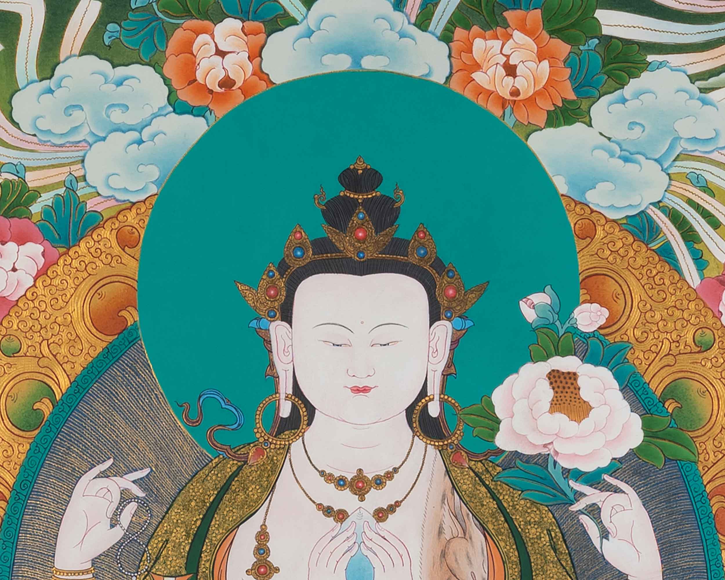 Avalokiteshvara Chenrezig Thangka | Hand-Painted Art Of The Bodhisattva Of Wisdom