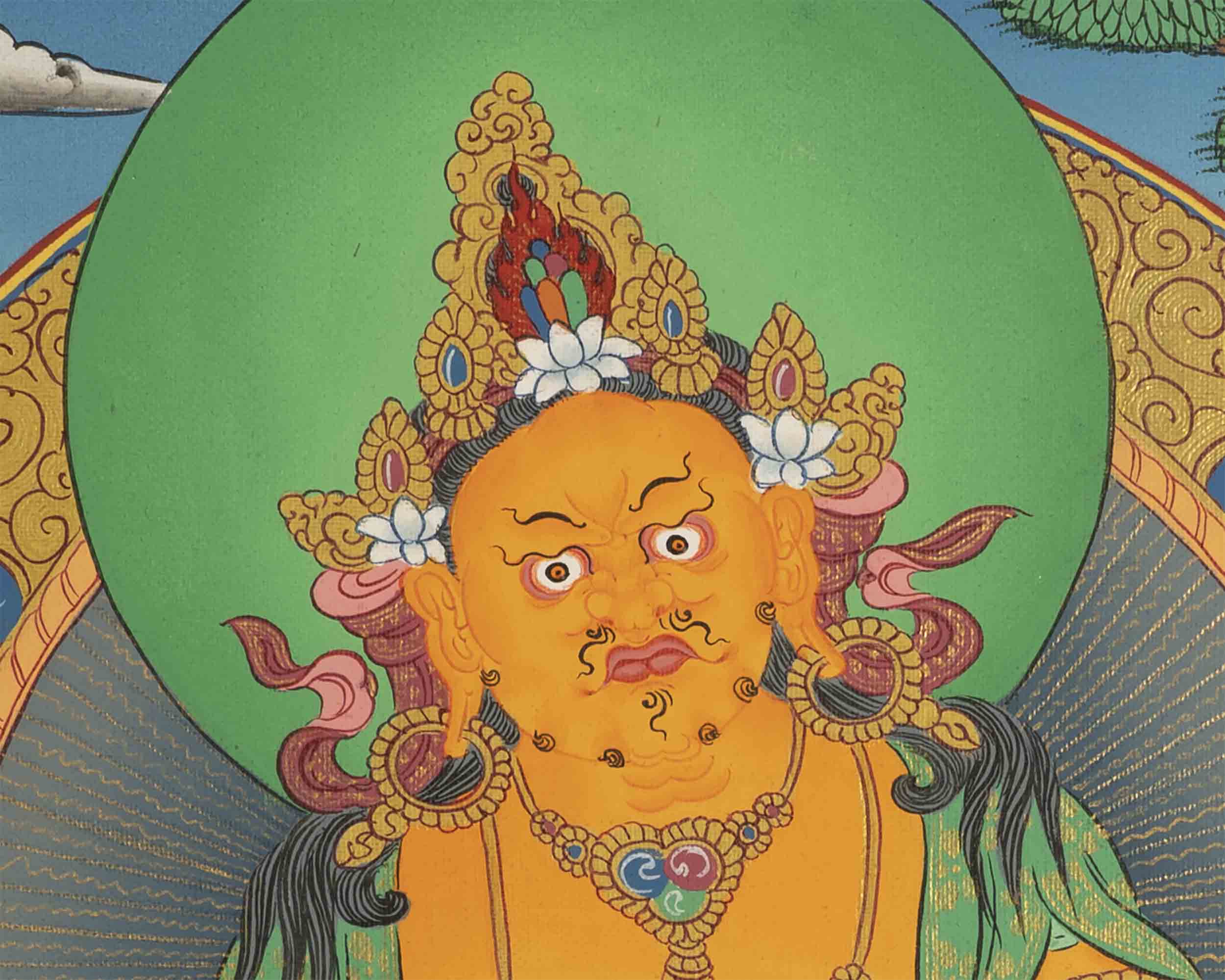 Dzambala Kubera Thangka | Traditional Buddhist Art | Wall Decors