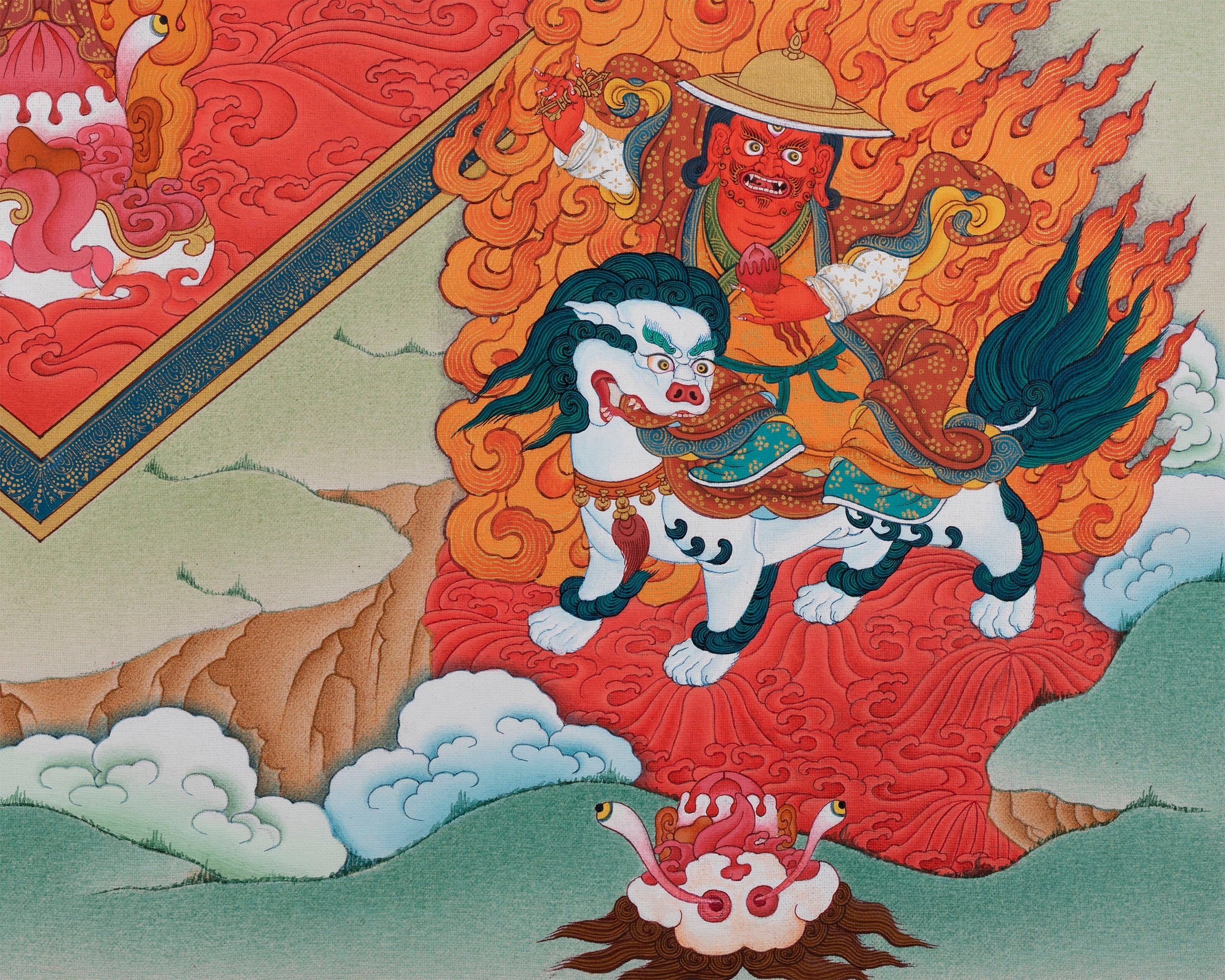 Digital Print On Cotton Canvas For Ekajati Mantra Practice | With Dorje Legpa & Rahula Thangka Print