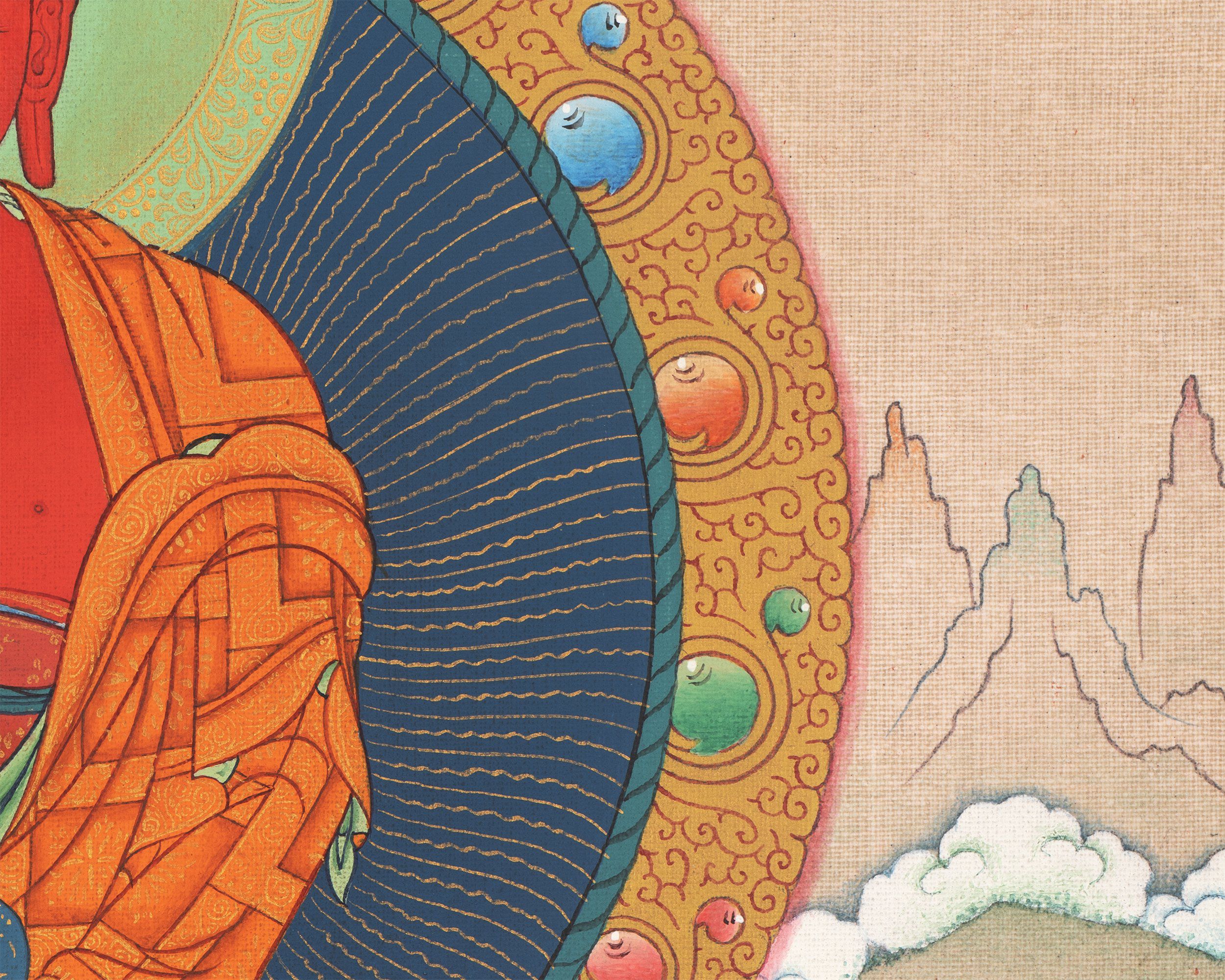 24K Gold Amitabha Thangka with Free Brocade