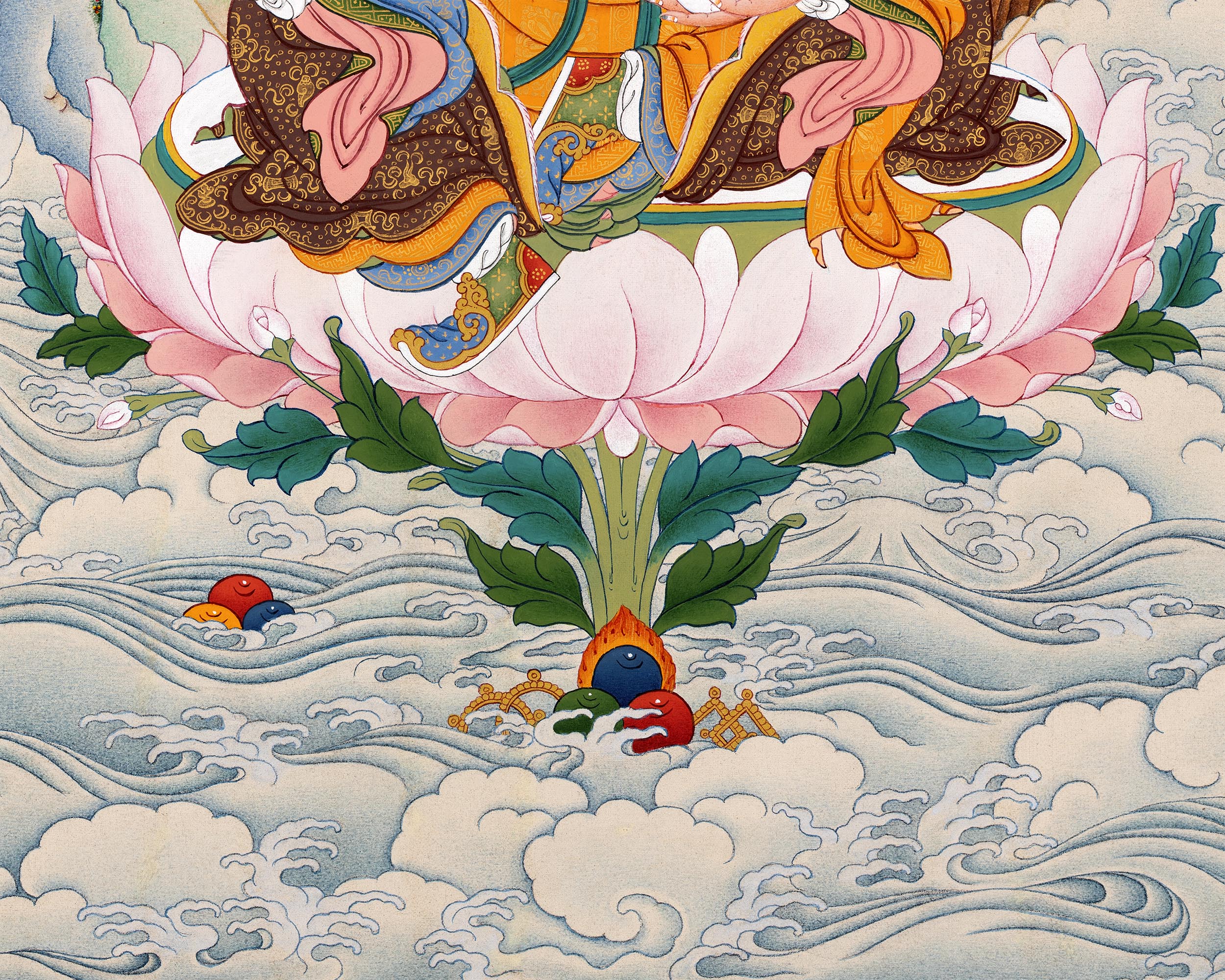 Traditional Karma Gadri Thangka Of Guru Rinpoche | Padmasambhava