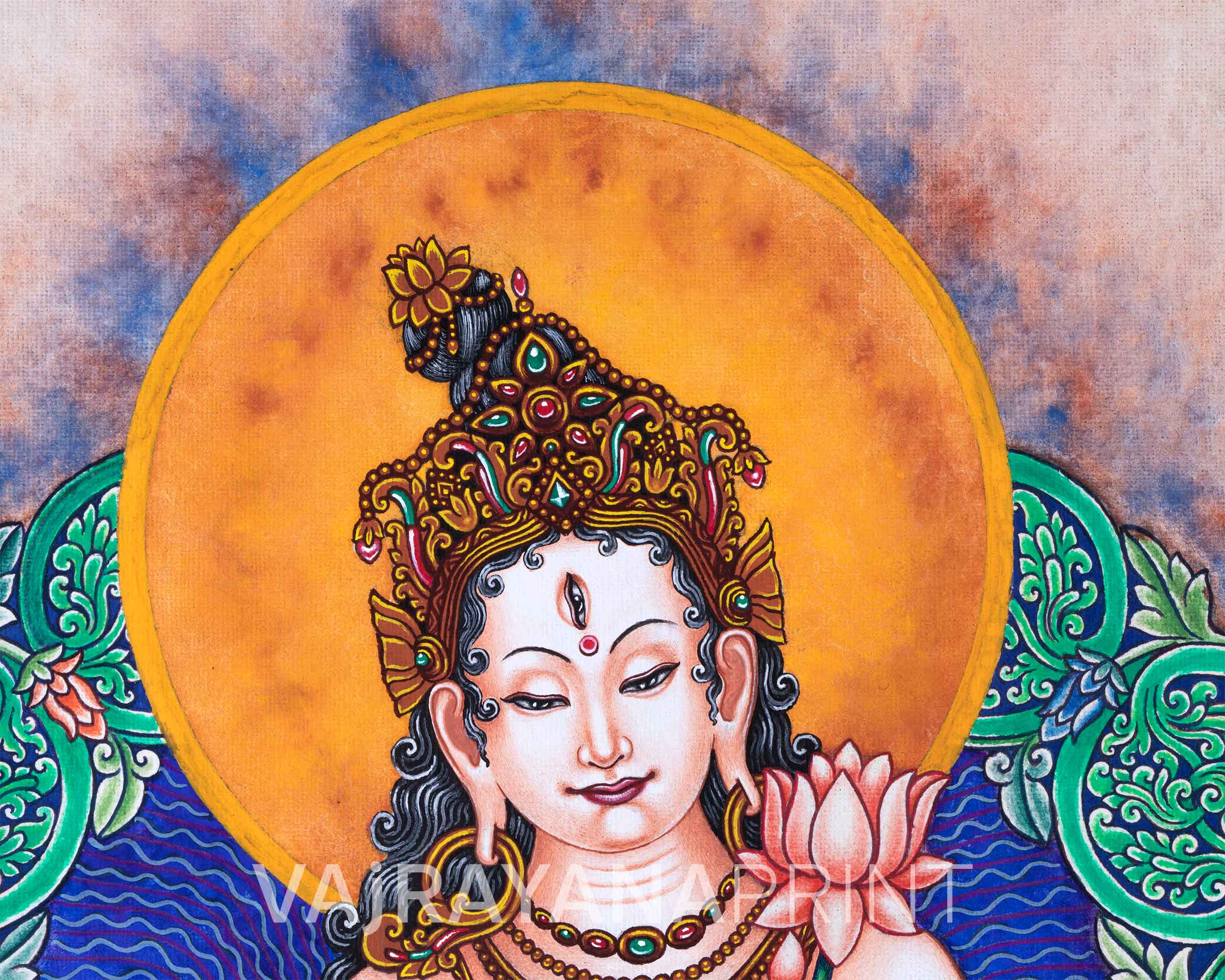 Buddha Tara Mantra Practice Pauba Print | Traditional Newari Art For Wall Decoration
