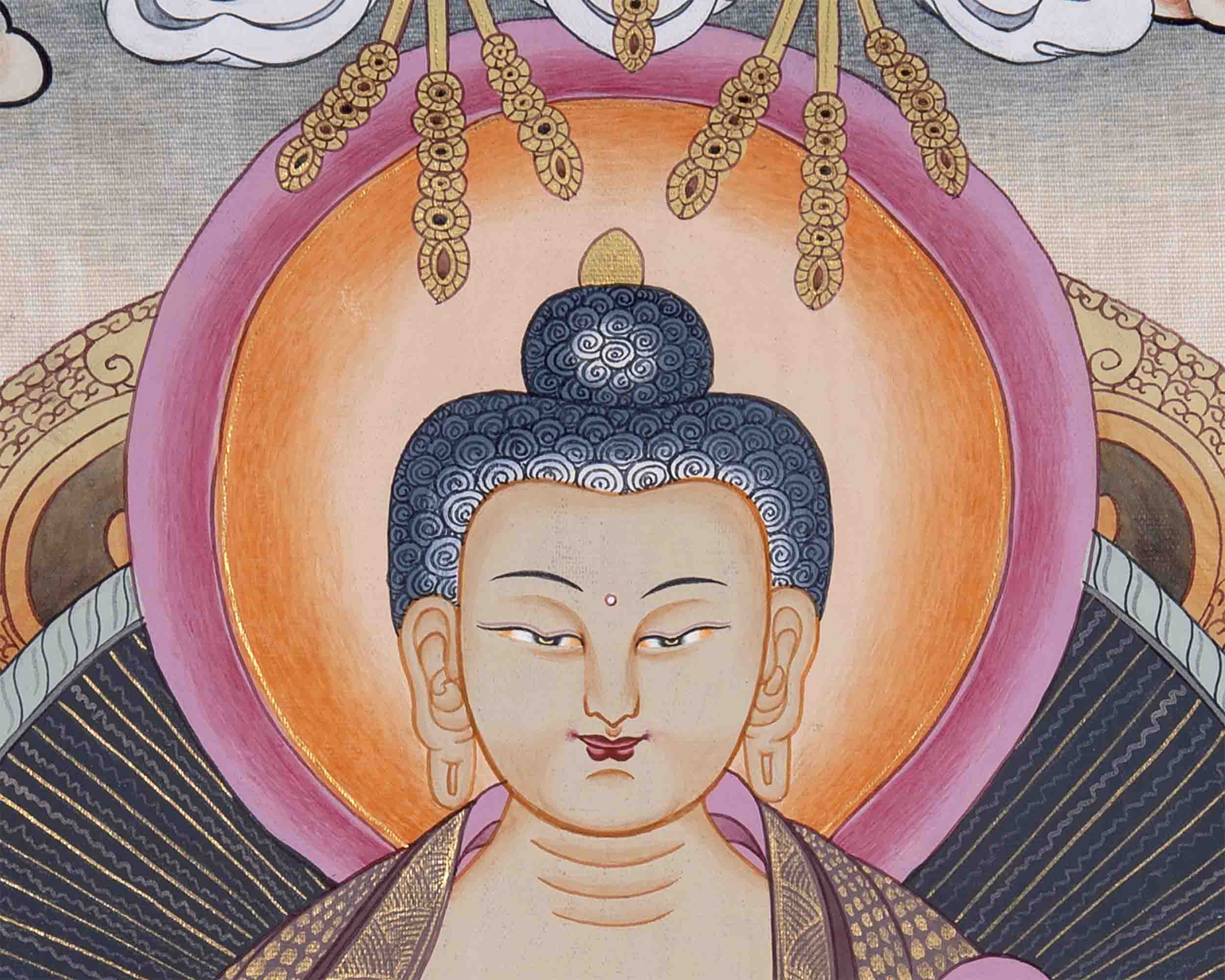 Shakyamuni Buddha With Brocade | Wall Decor Painting