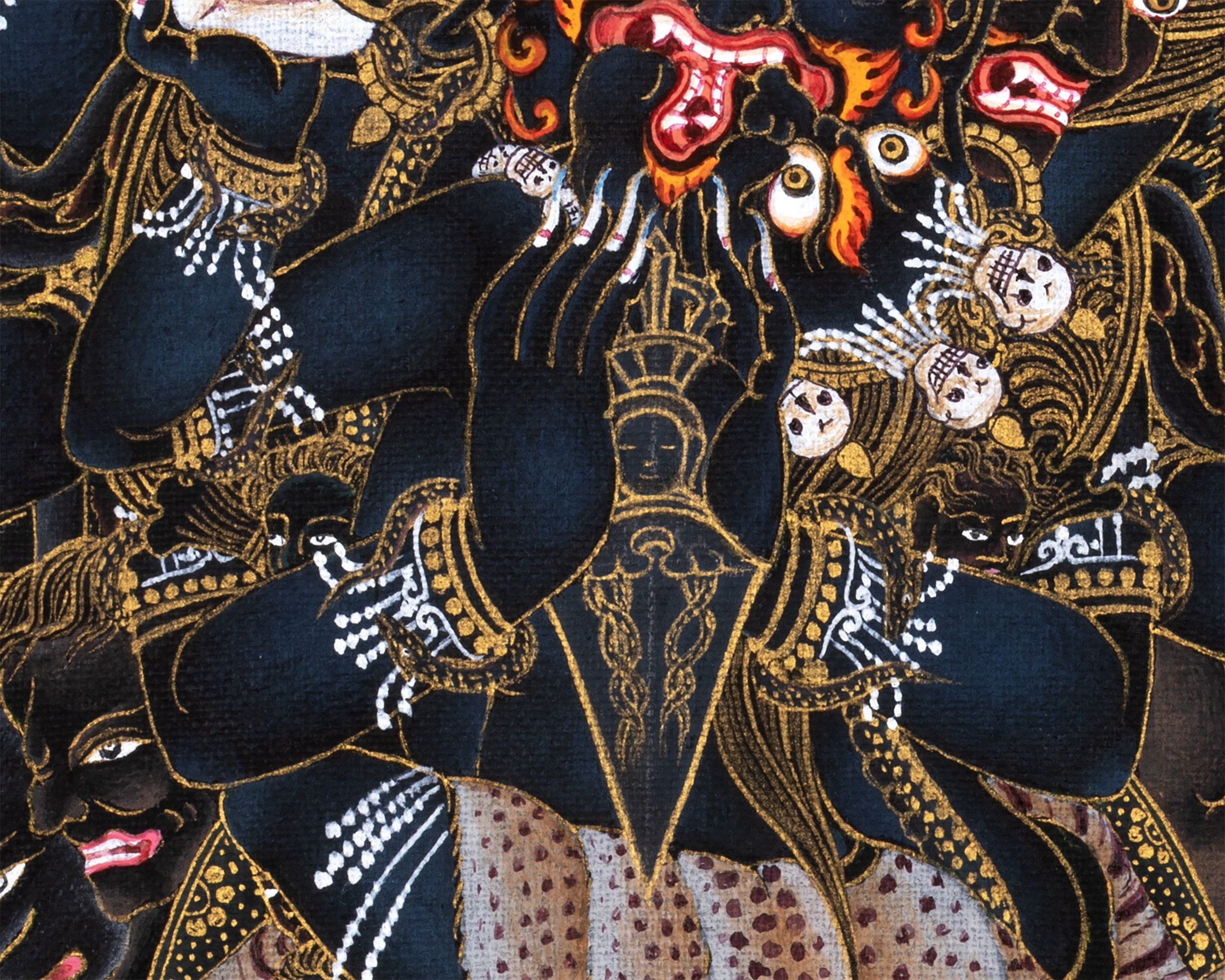 Vajrakilaya Thangka | Dorje Phurba | 24K Gold Tibetan Yidam Art