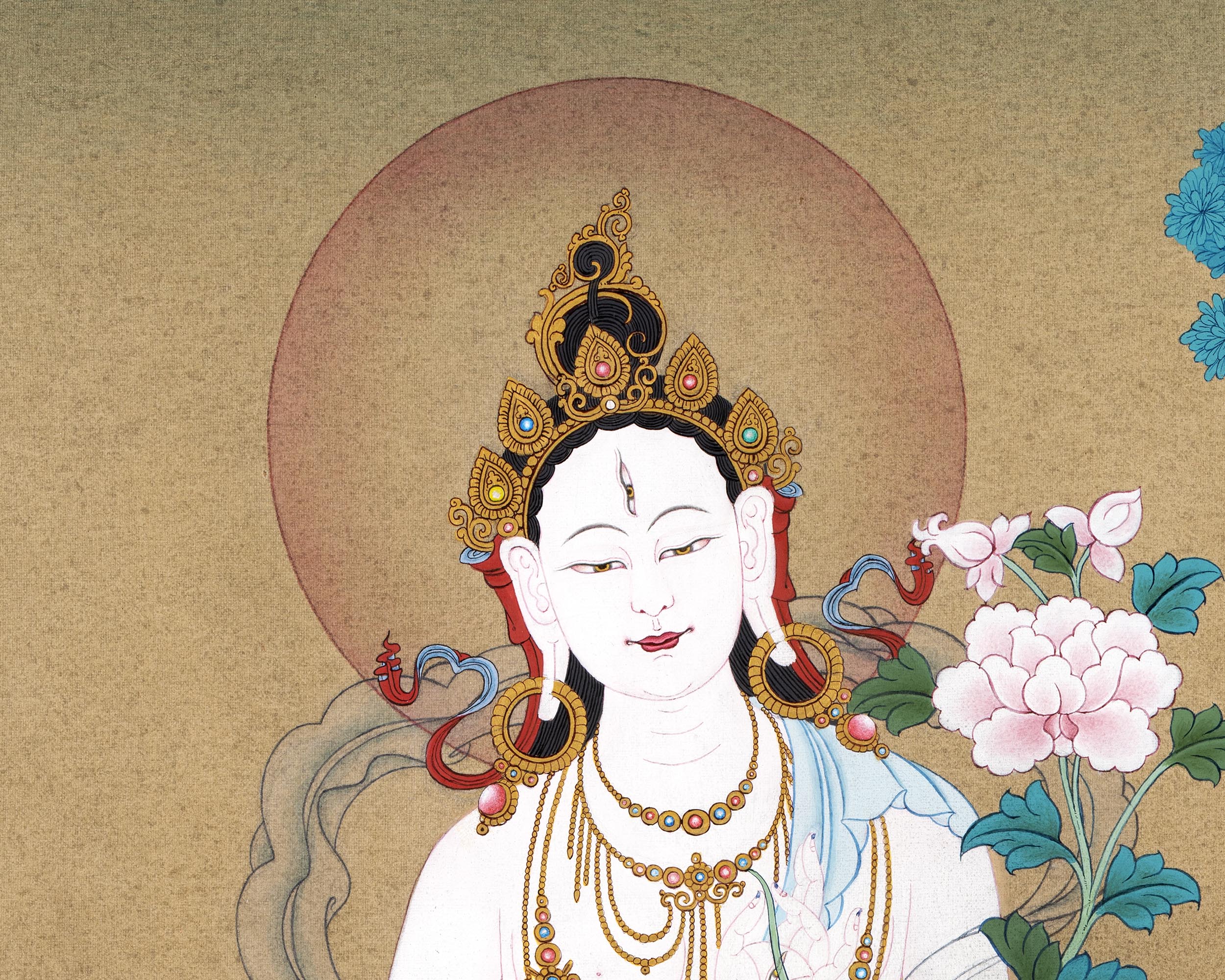 Large White Tara Thangka | Traditional Buddhist Art