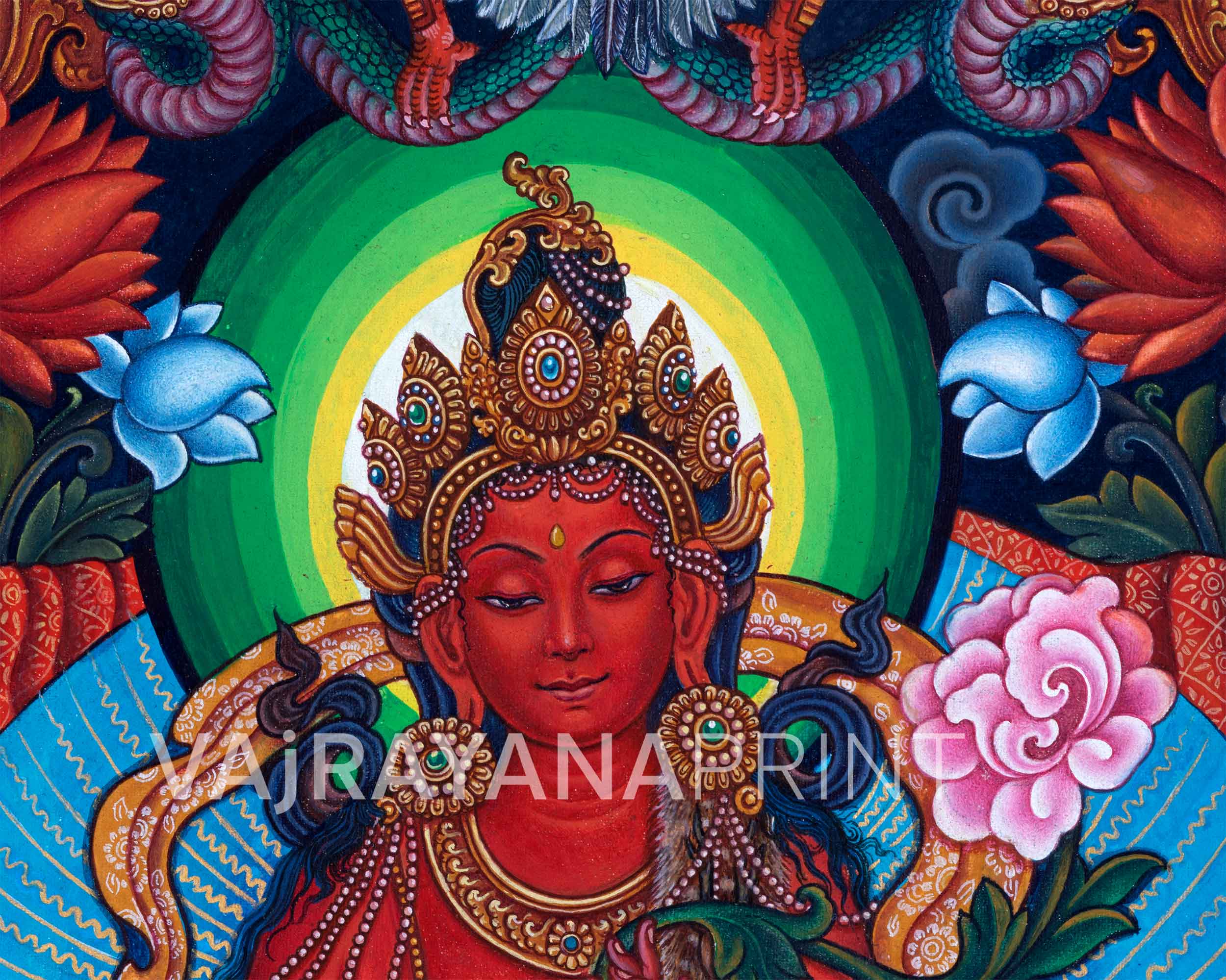 Traditional Nepali Pauba Print Of Avalokitesvara Bodhisattva | The Bodhisattva Of Compassion Chenrezig