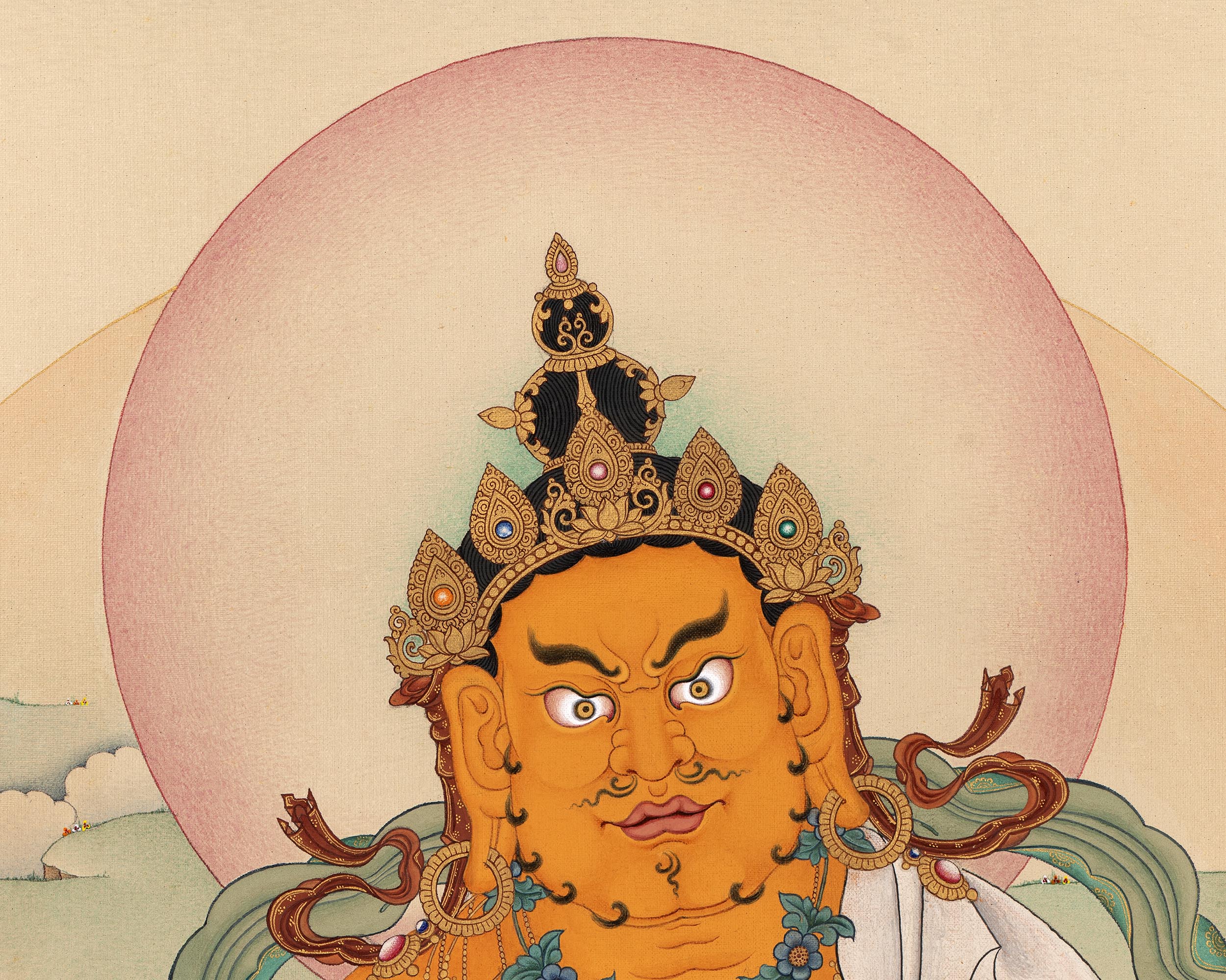 Dzambhala Wealth Deity Thangka | Vajrayana Canvas Print