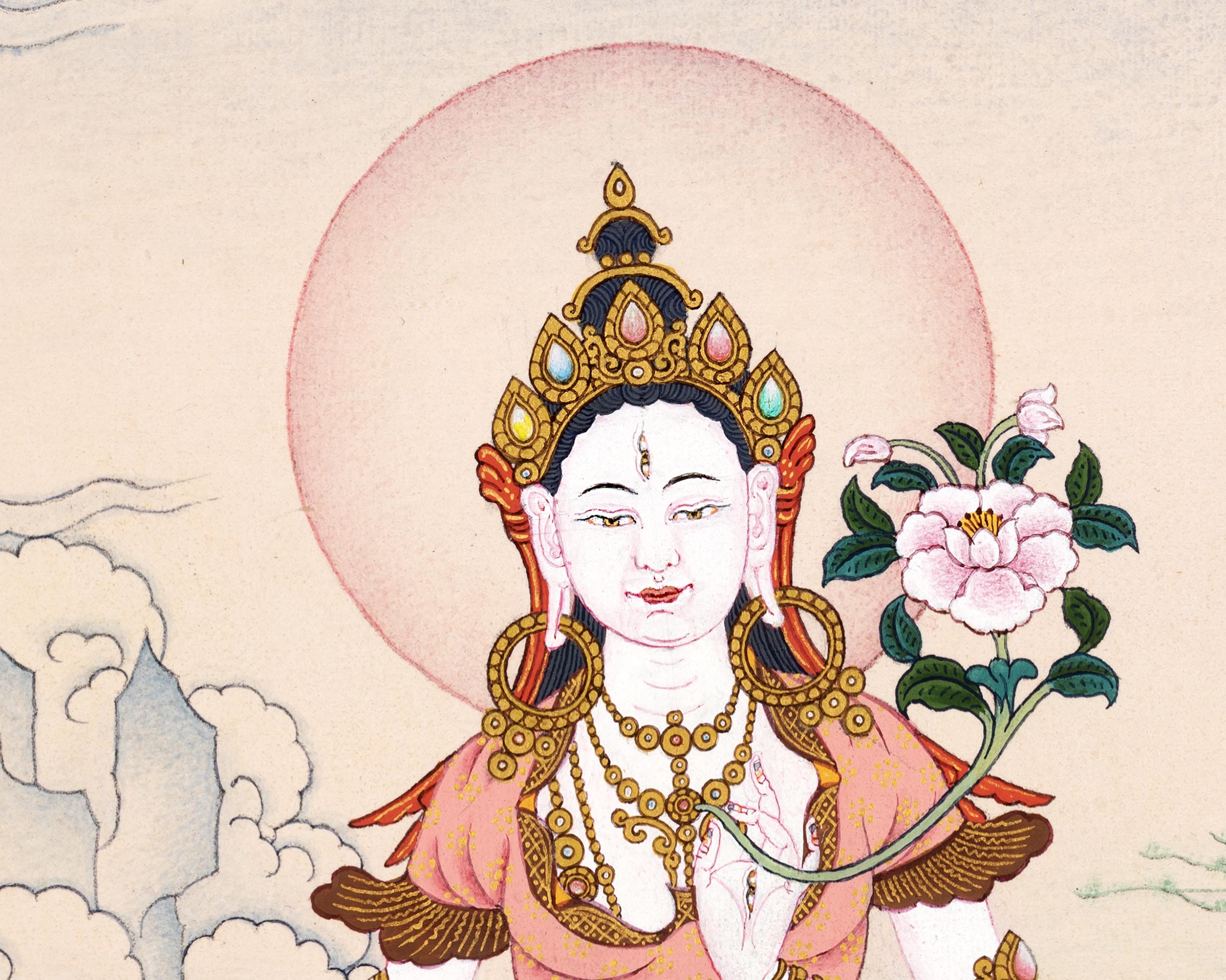 Mini White Tara Thangka | Traditional Tibetan Art