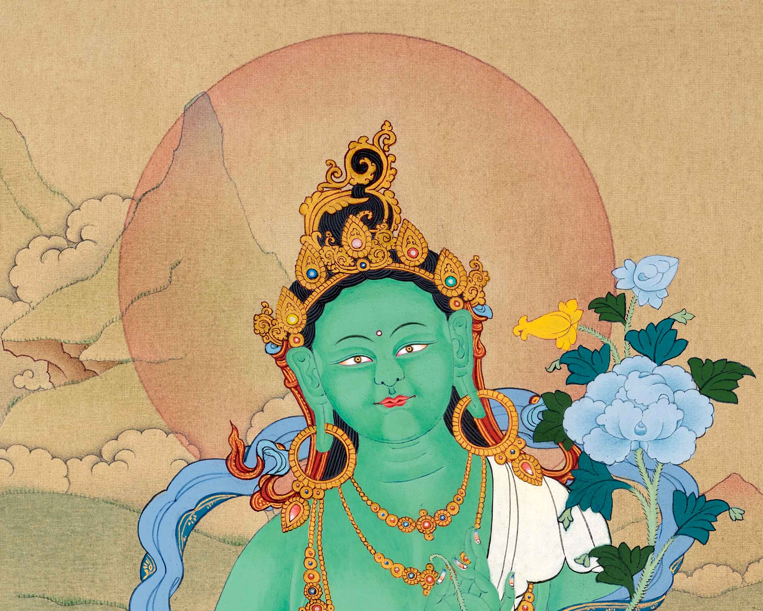 Green Tara Healing Thangka | Traditionally Hand Painted Art
