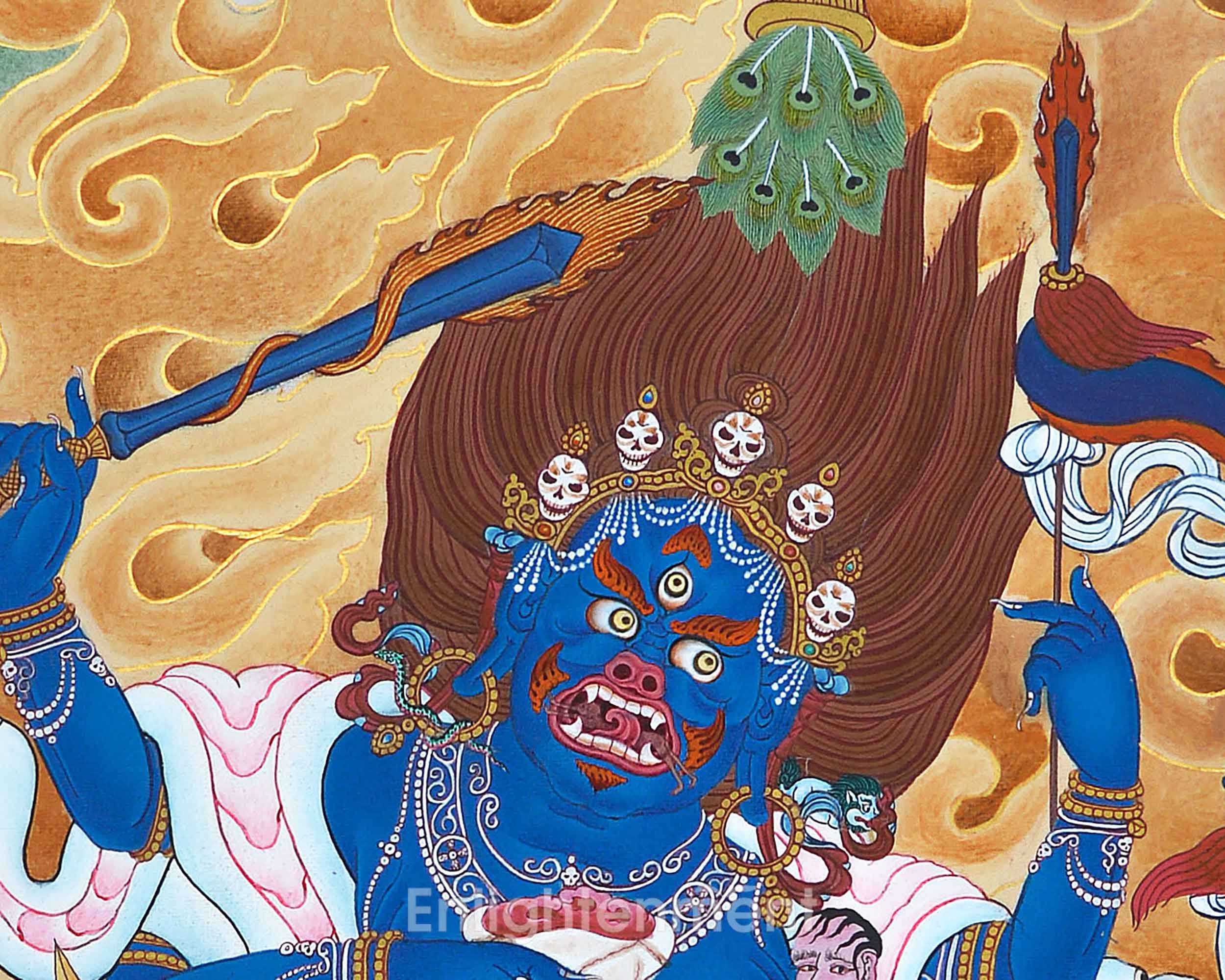 Himalayan Hand-Made Palden Lhamo Mantra Practice Thangka | Tibetan Deity Art On Cotton Canvas