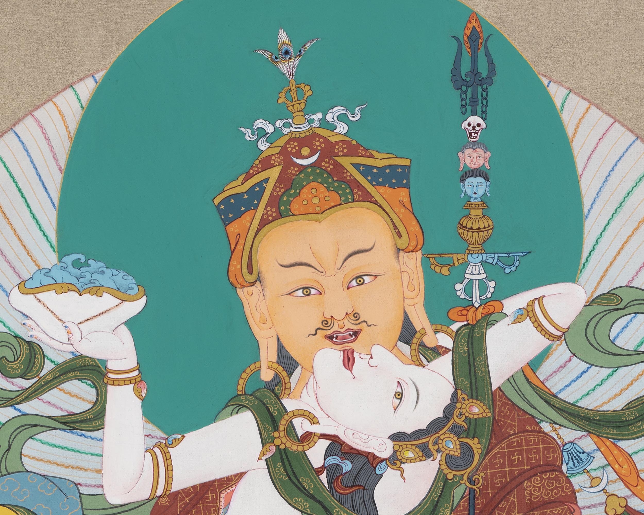 Guru Rinpoche With Consort Thangka | Padmasambhava With Consort Thangka