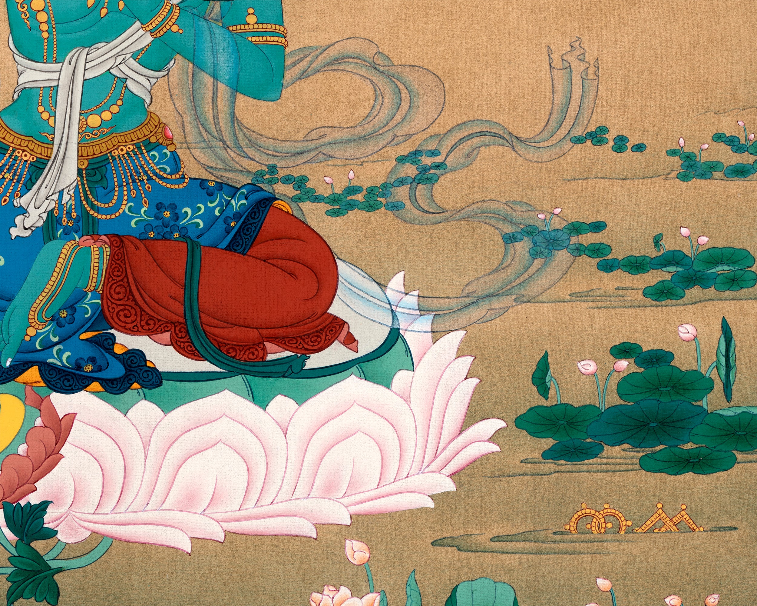 Green Tara Thangka, Traditional Karma Gadri Thangka