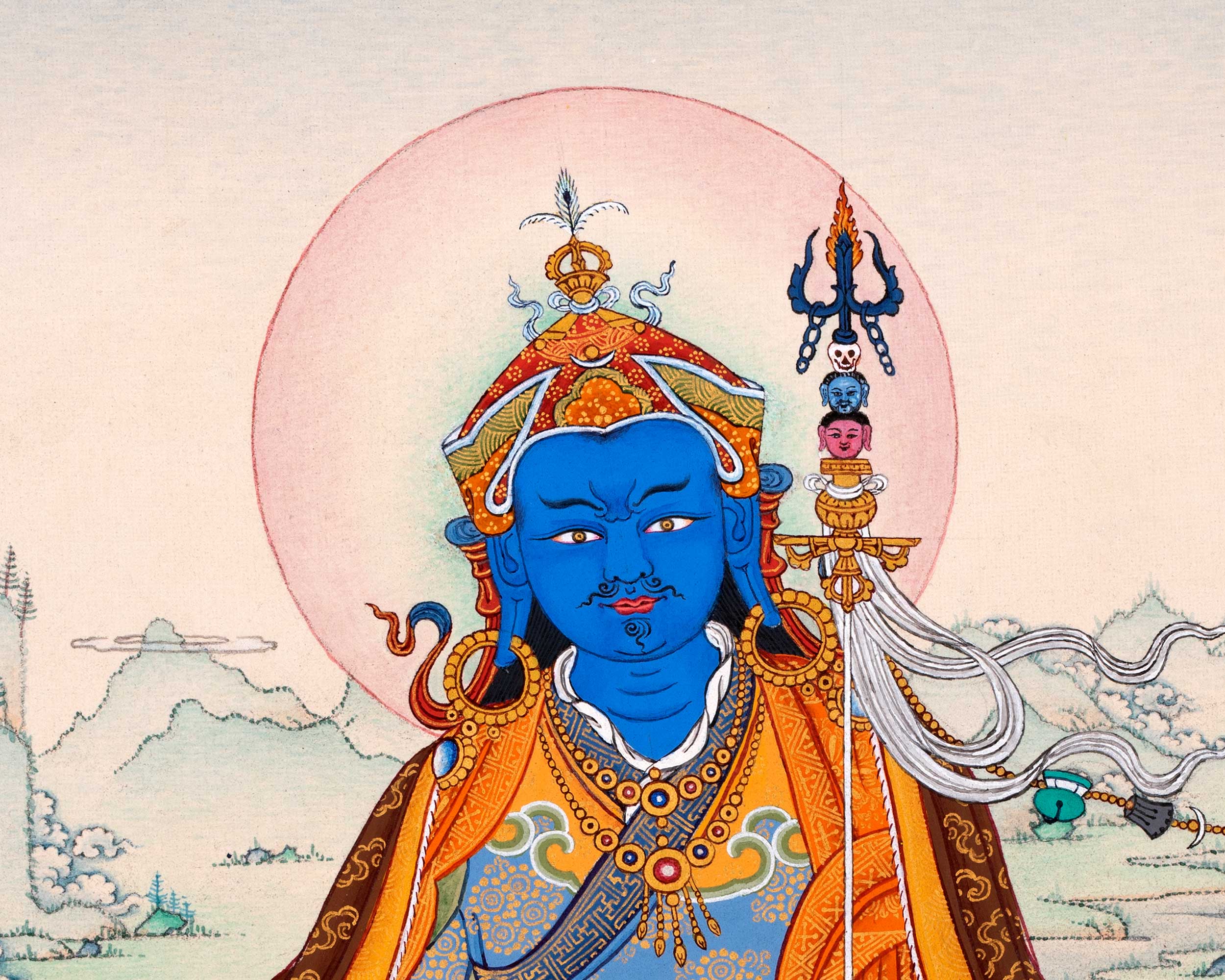 Guru Urgen Menla, Medicine Buddha Form of Guru Rinpoche Thangka