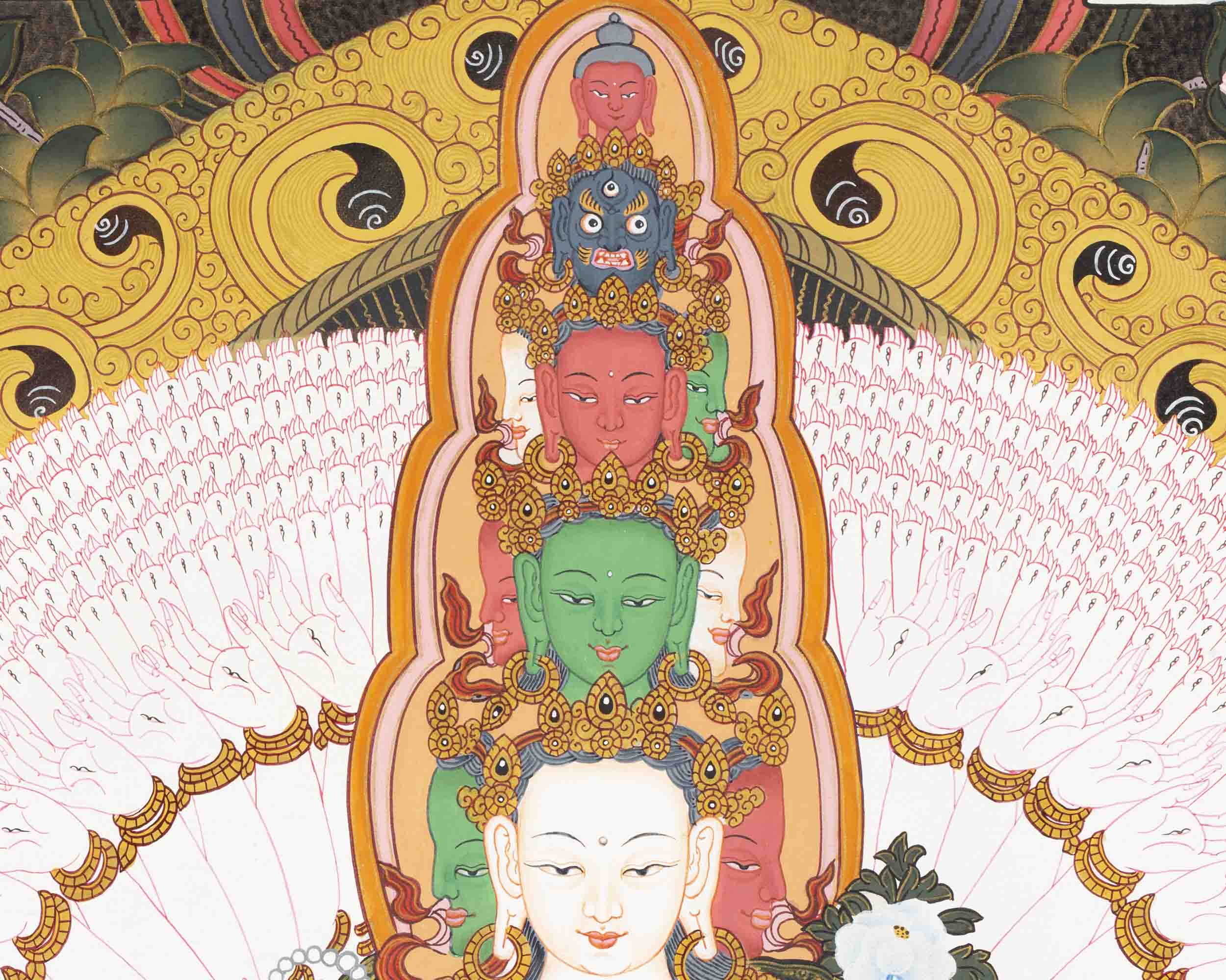 1000 Armed Avalokiteshvara | Wall Decors | Traditional Tibetan Thangka