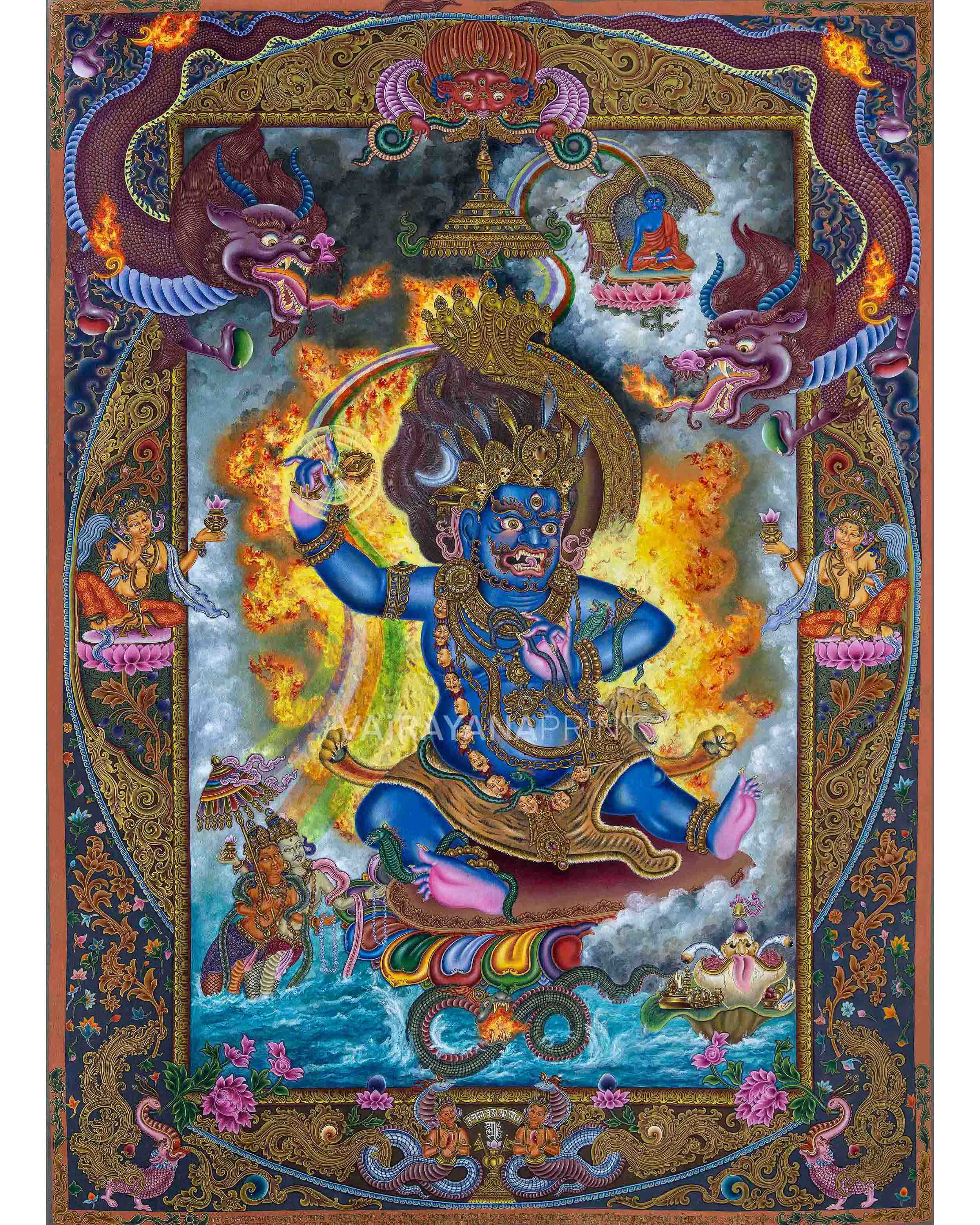 Tibetan Buddhism Vajrapani Thangka Print | Spiritual Room Decor