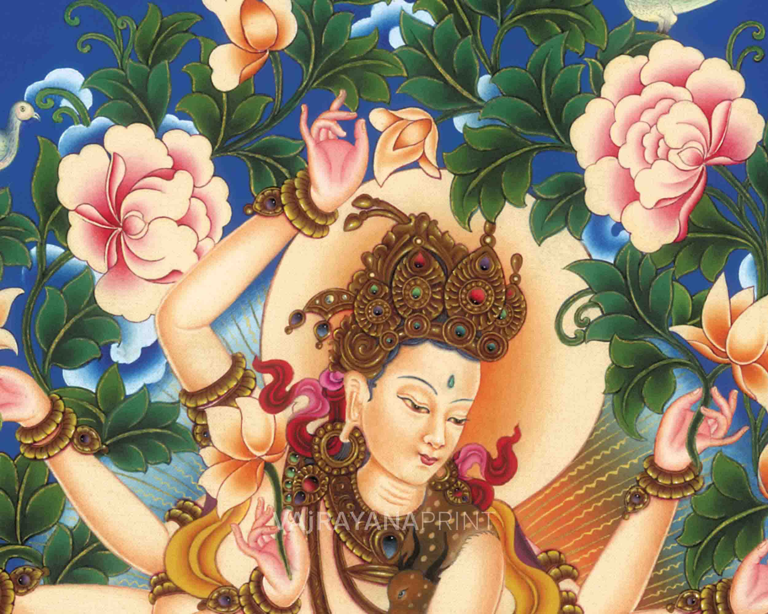 Chenrezig Bodhisattva Of Compassion Thangka Print | Wall Hangings
