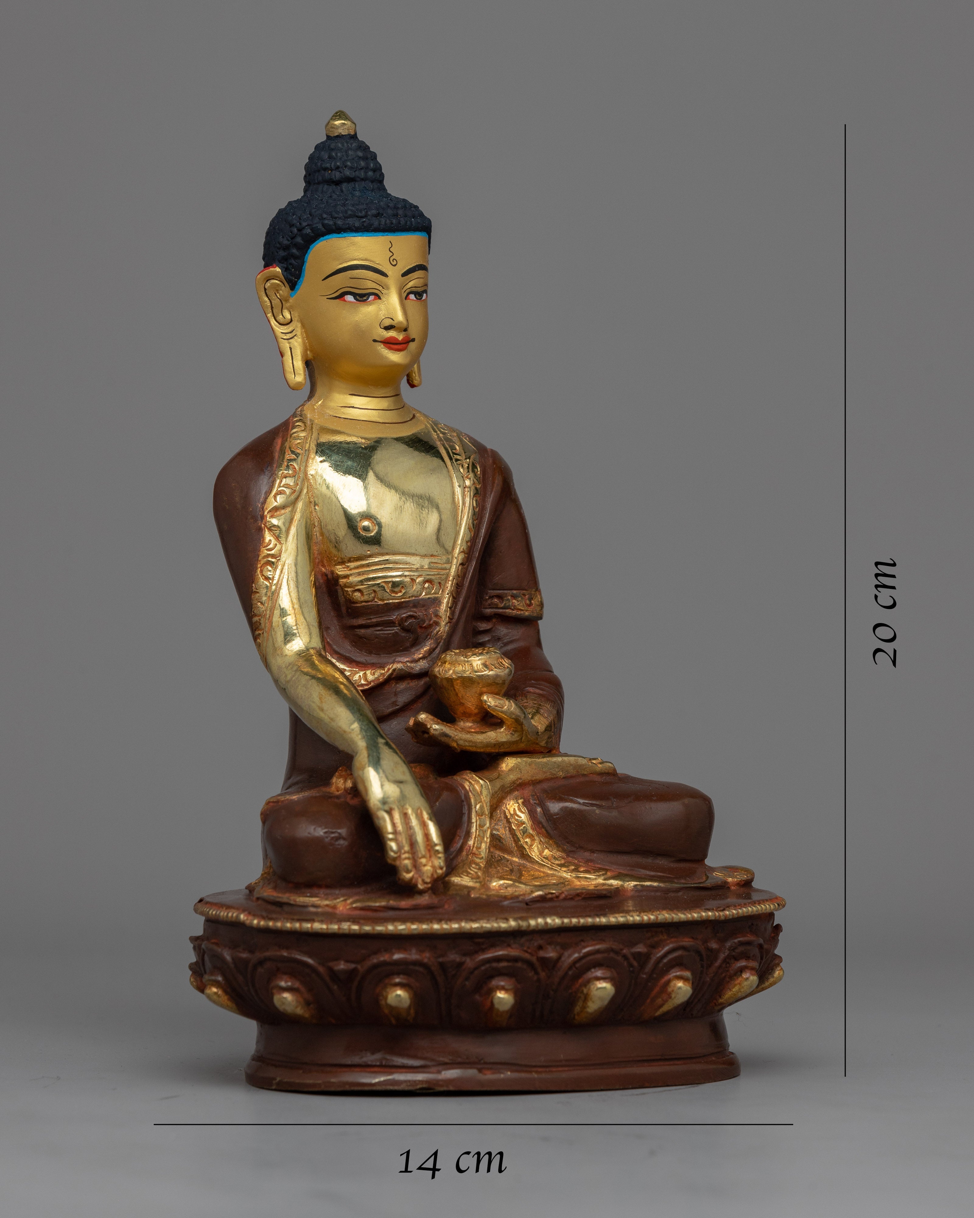 High Quality Shakyamuni Buddha Statue | Detailed 20cm Gold-Embellished Meditation Sculpture