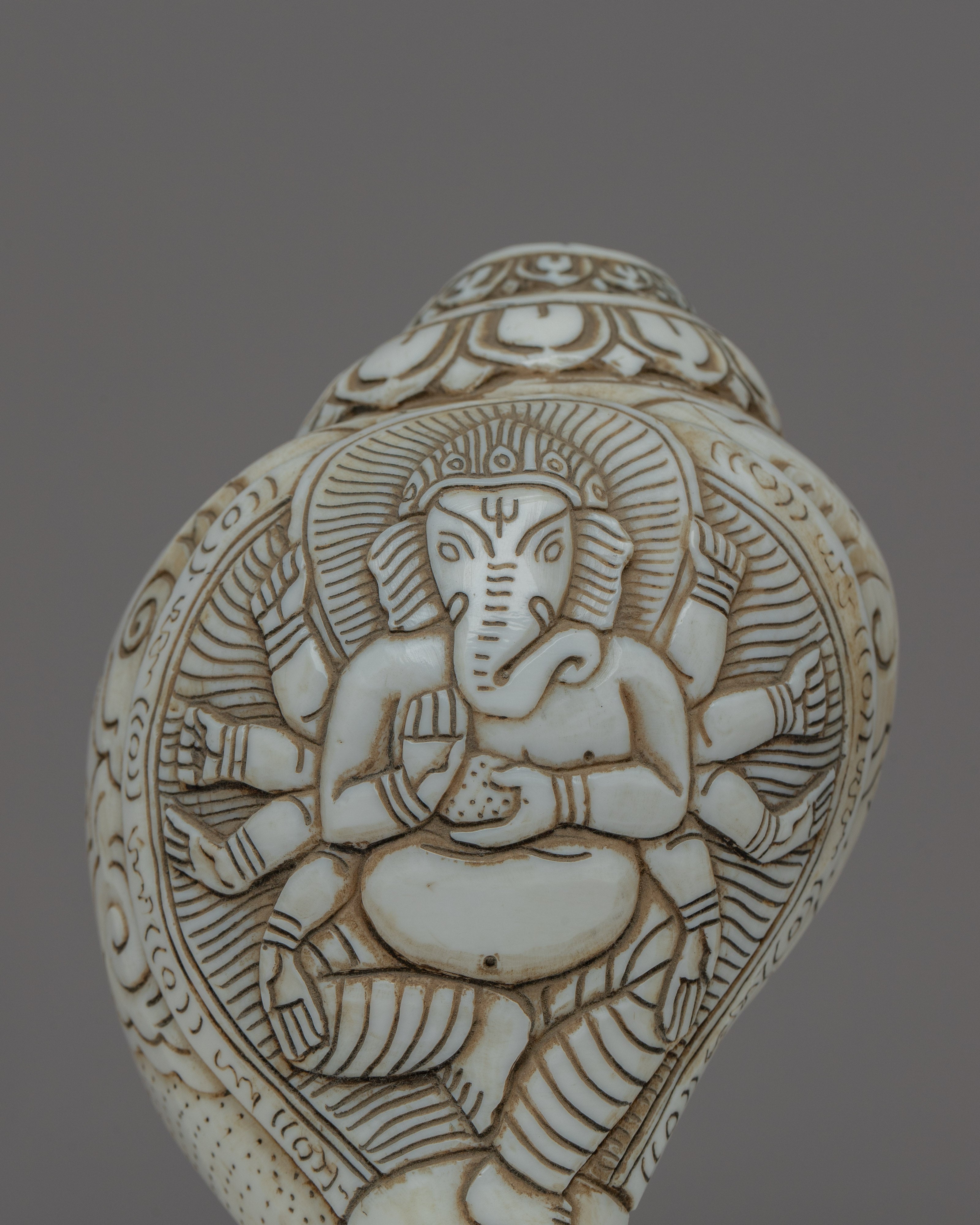 Handcraved Ritual Shankha | Sacred Conch Shell for Ceremonies