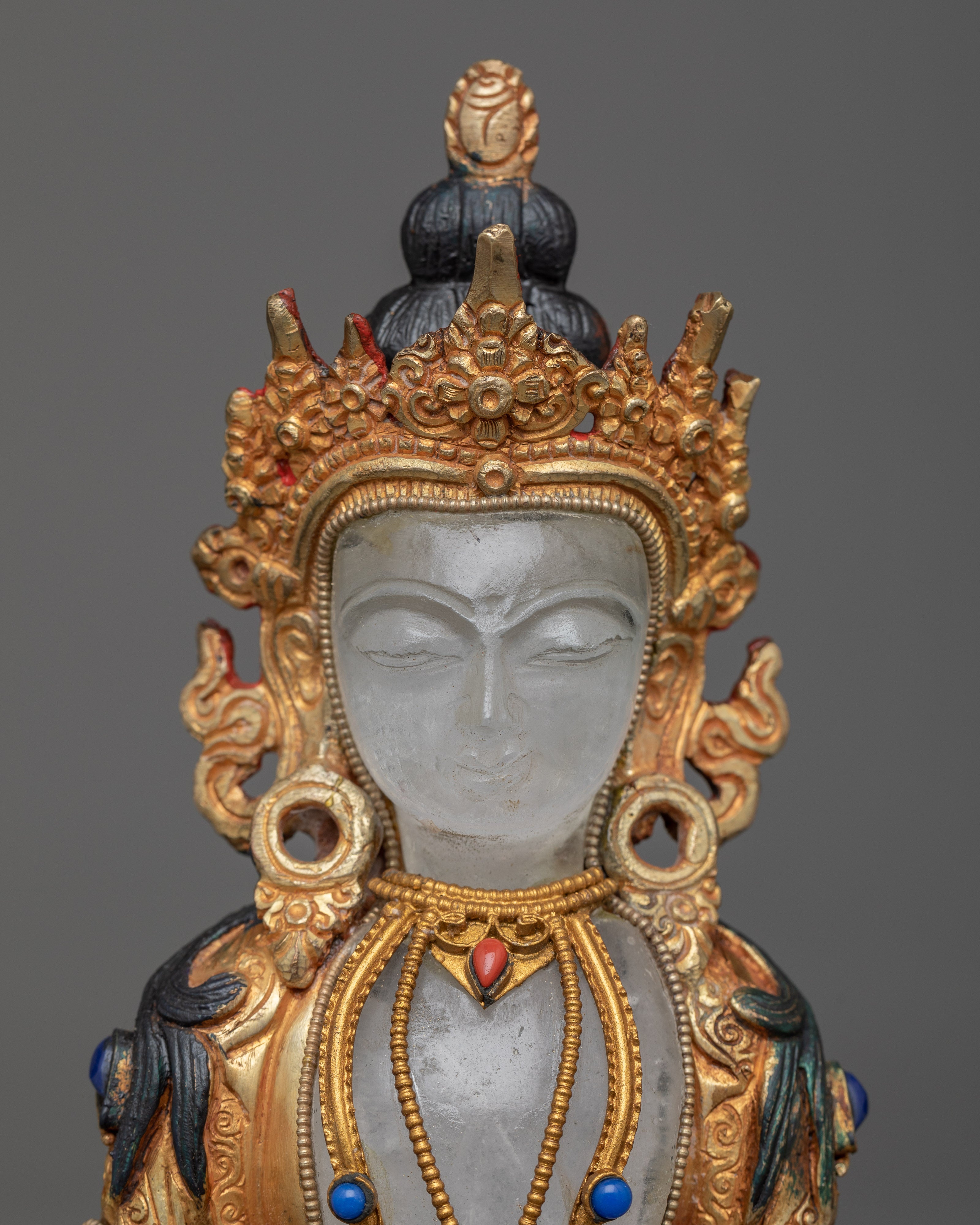 Crystal Amitayus Statue | Symbol of Longevity & Merit