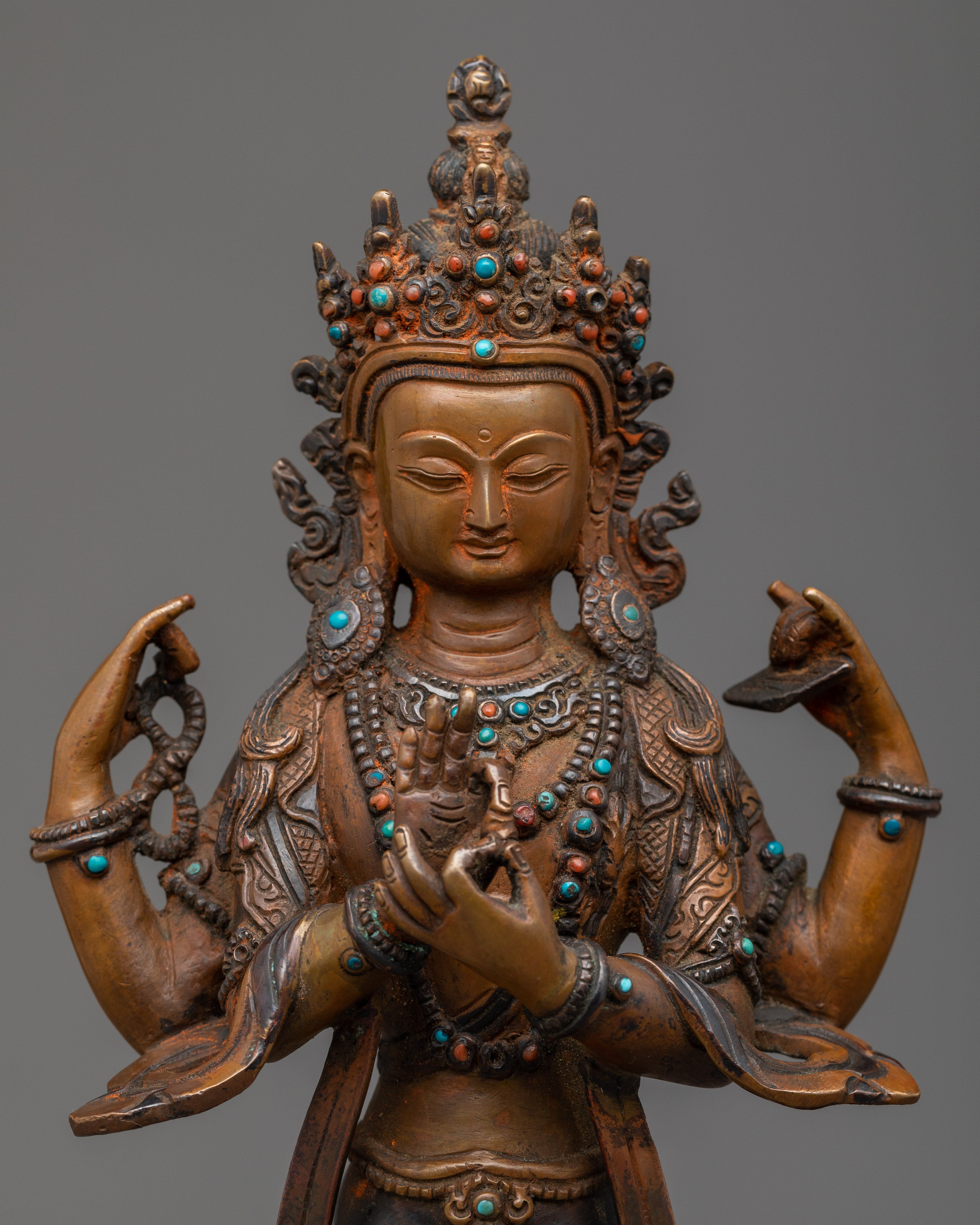 Standing 4 Armed Chenrezig Statue | The Embodiment of Universal Compassion