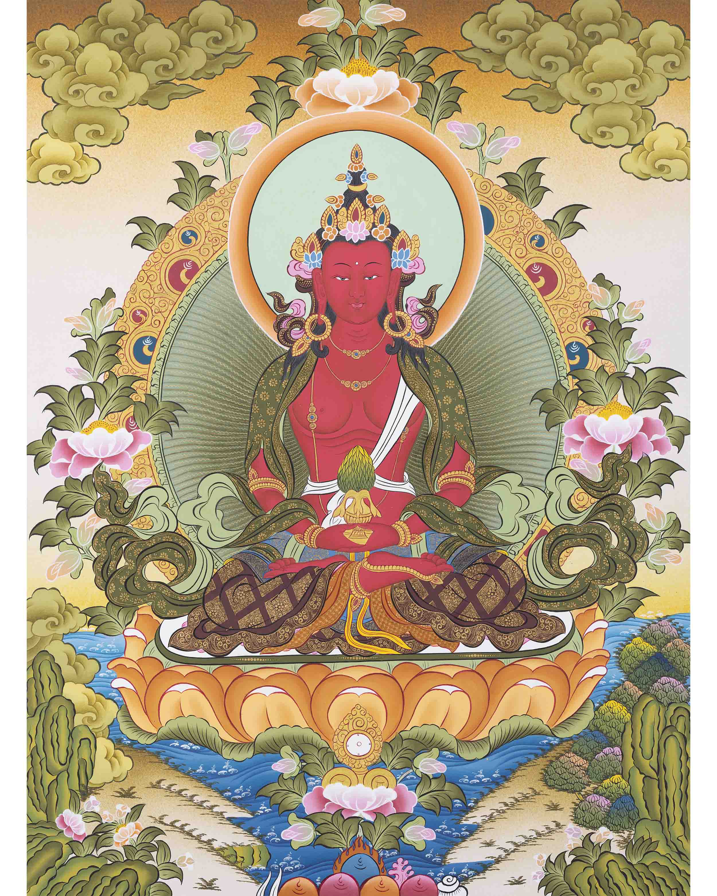 Red Amitayus Buddha | Art Painting