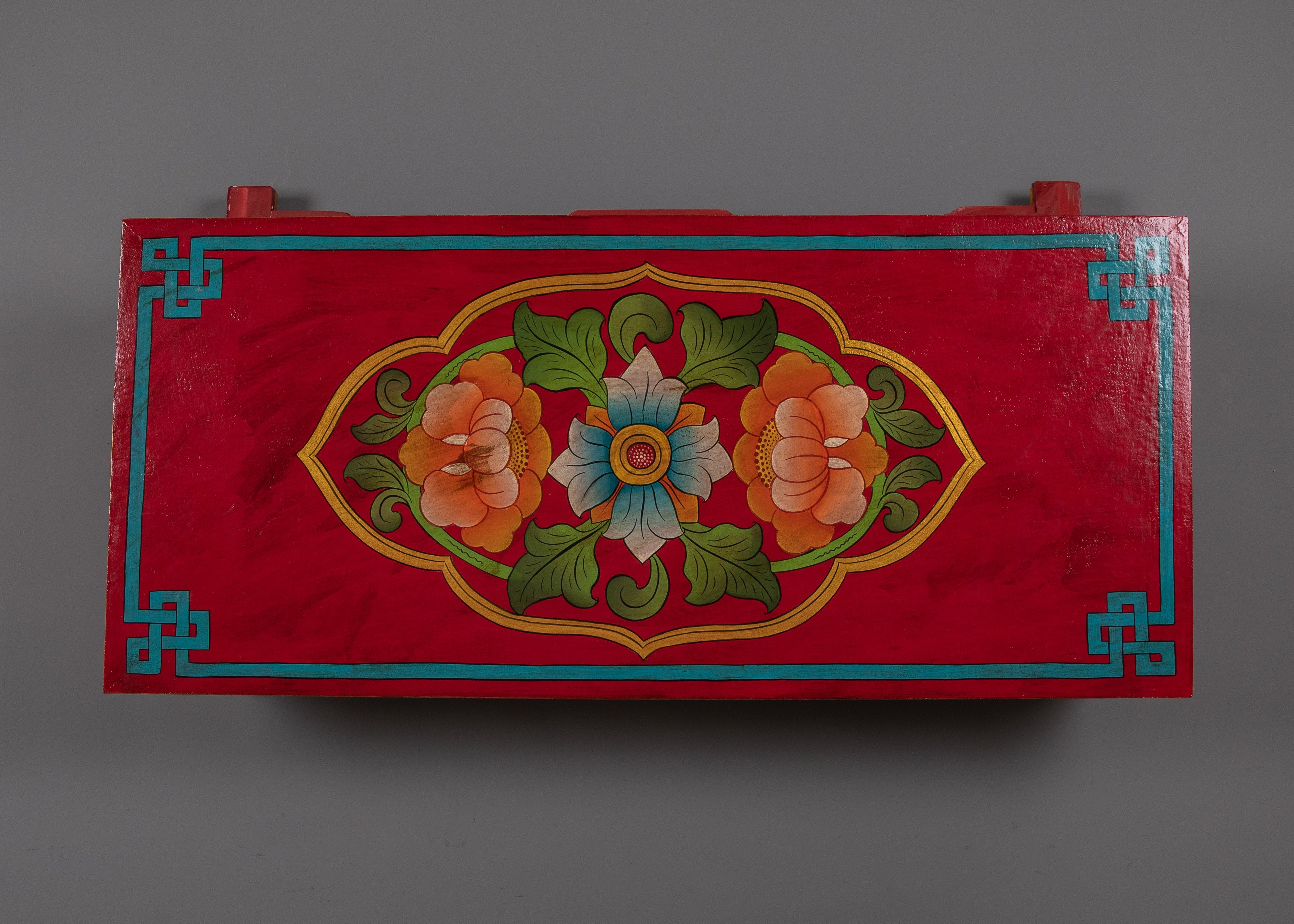 Tibetan Folding Wood Table | Hand-carved for Unique Interiors
