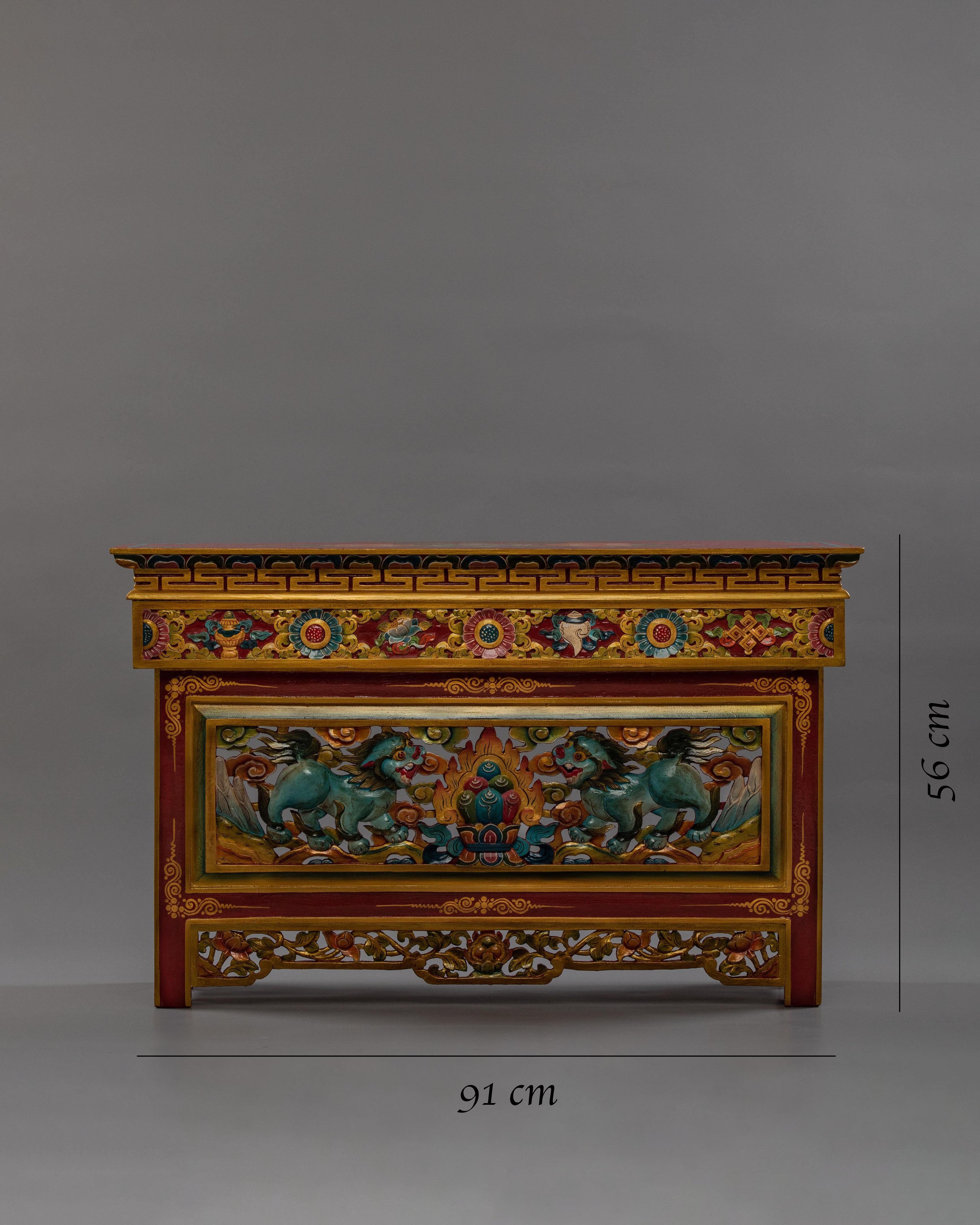 Tibetan Folding Wood Table | Hand-carved for Unique Interiors