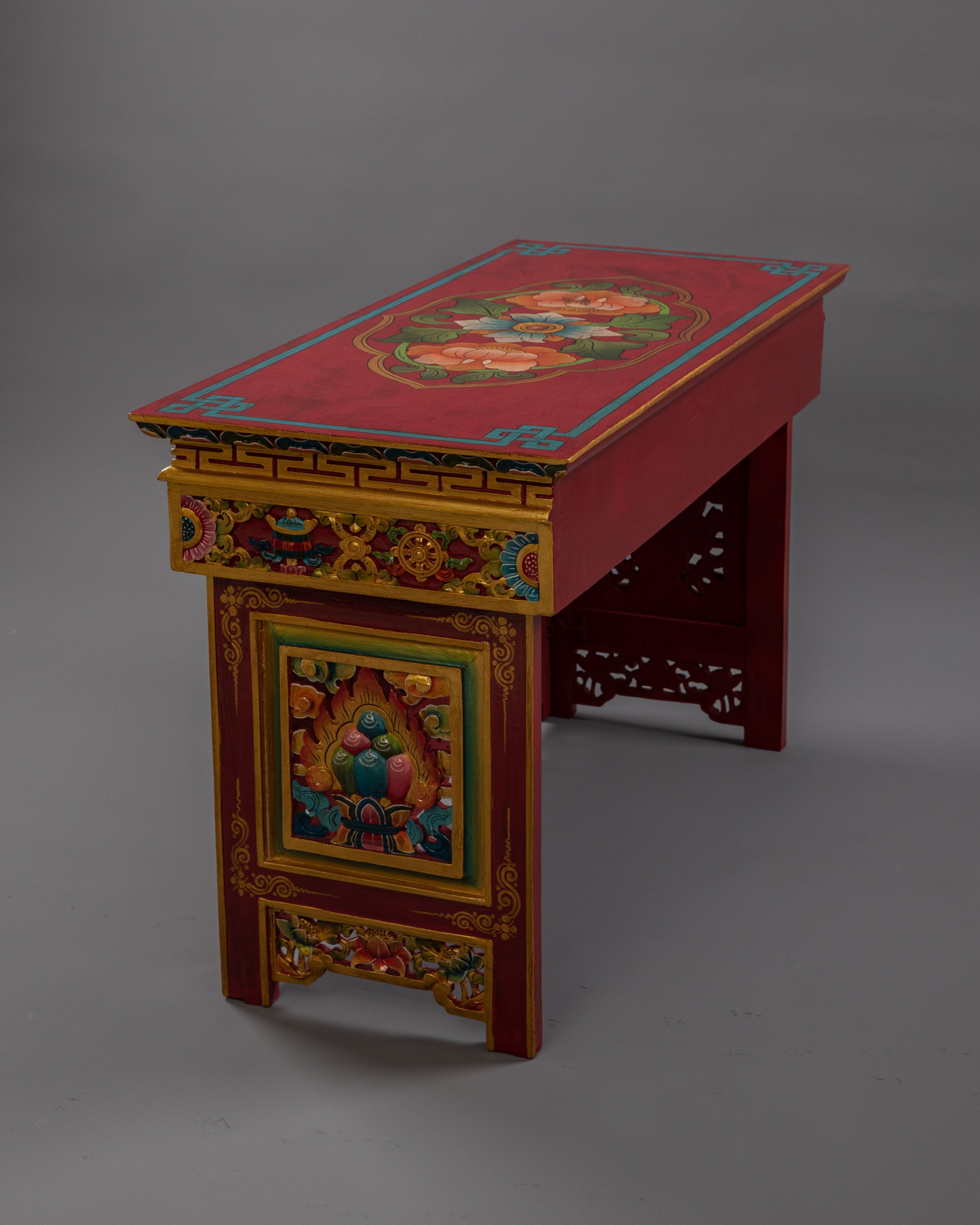 Tibetan Folding Wood Table | Hand-carved for Unique Interiors