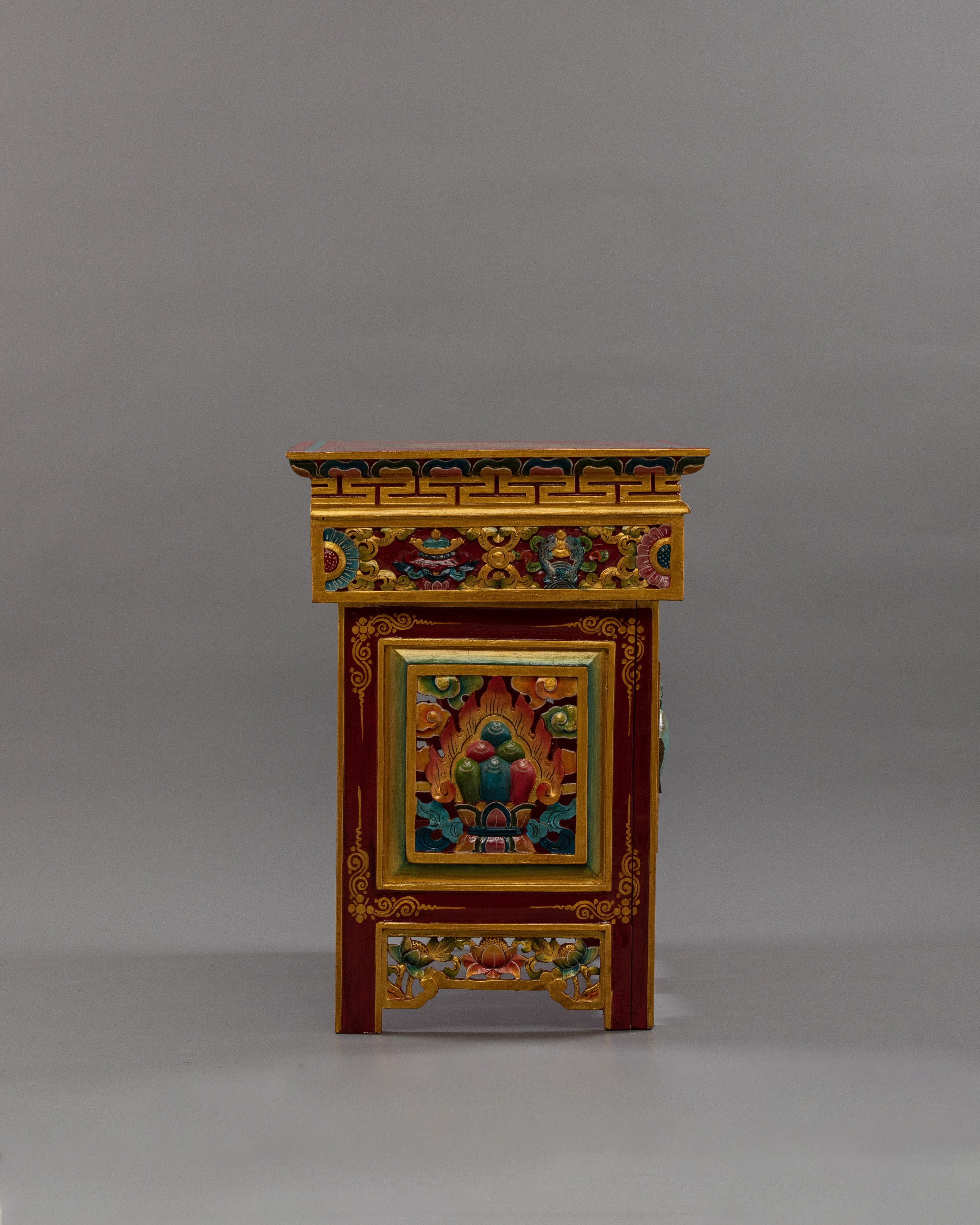 Tibetan Folding Wood Table | Hand-carved for Unique Interiors