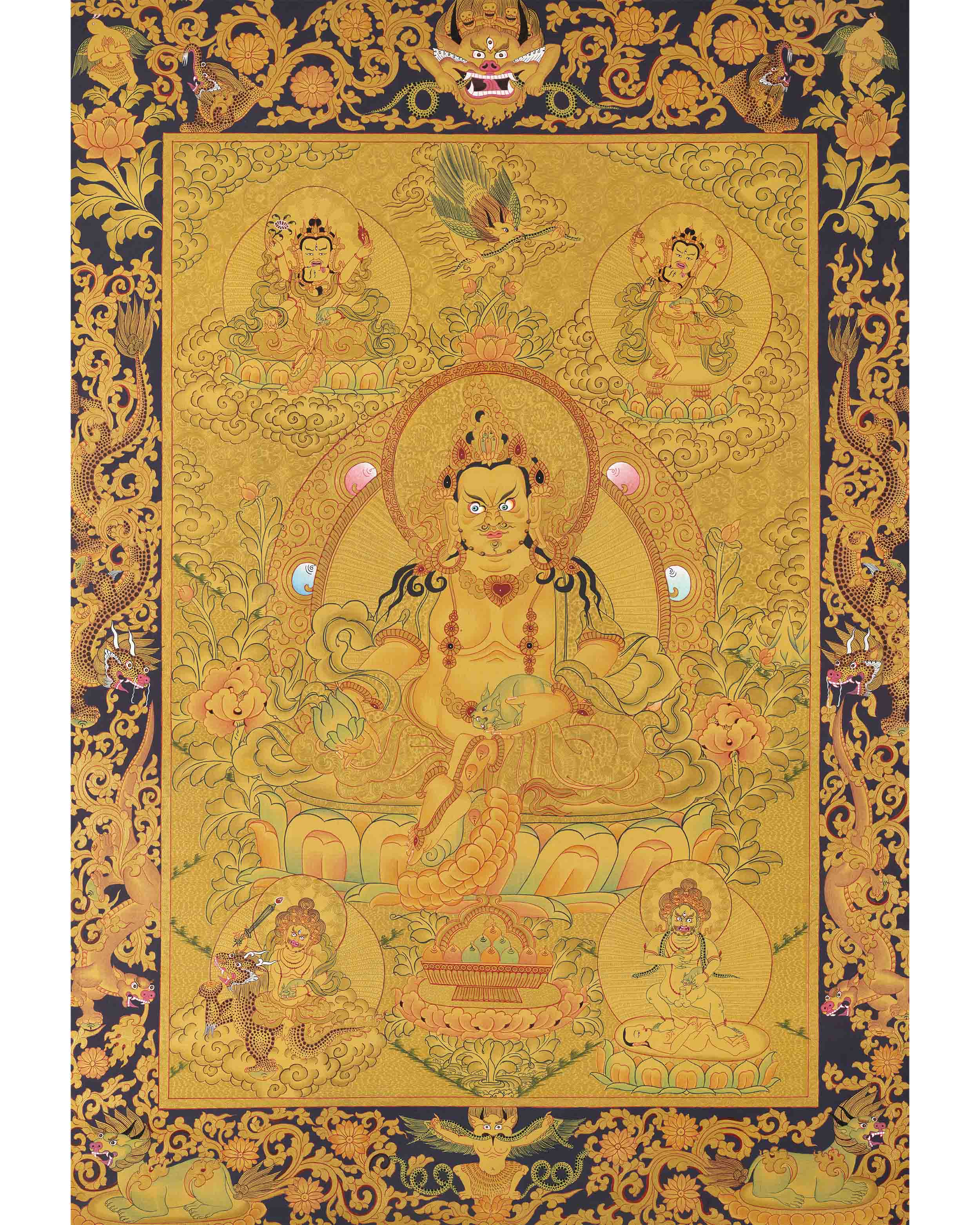 Full 24K Gold Dzambala Thangka | Art Painting