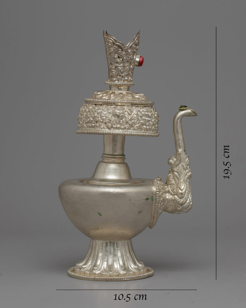 Silver Bhumpa Ritual Vase | Tibetan Buddhist Altar Piece