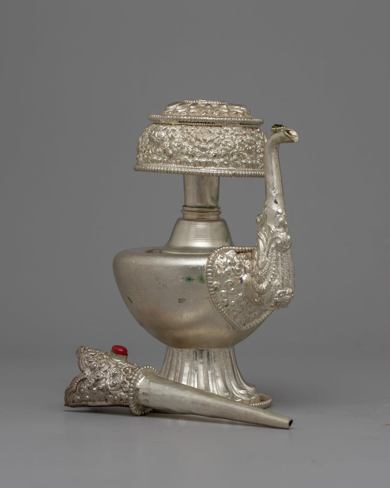 Silver Bhumpa Ritual Vase | Tibetan Buddhist Altar Piece