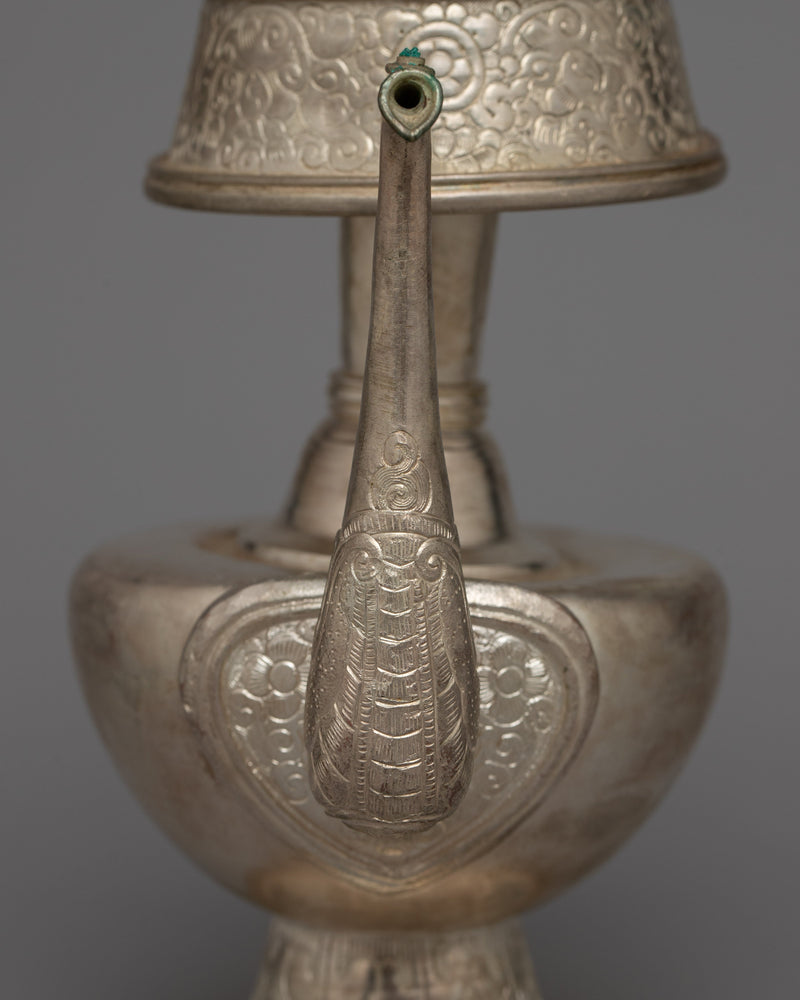 Silver Plated And Copper Bhumpa | Traditional Tibetan Ceremony Vase