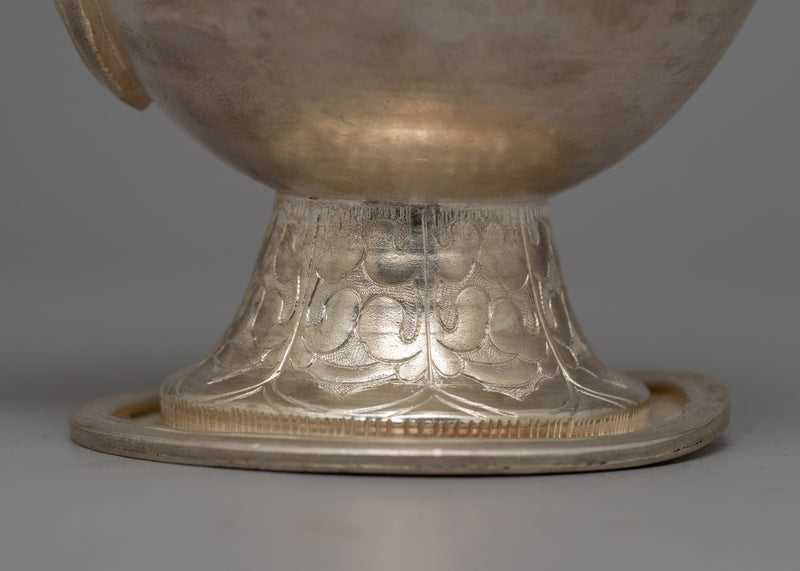 Silver Plated And Copper Bhumpa | Traditional Tibetan Ceremony Vase
