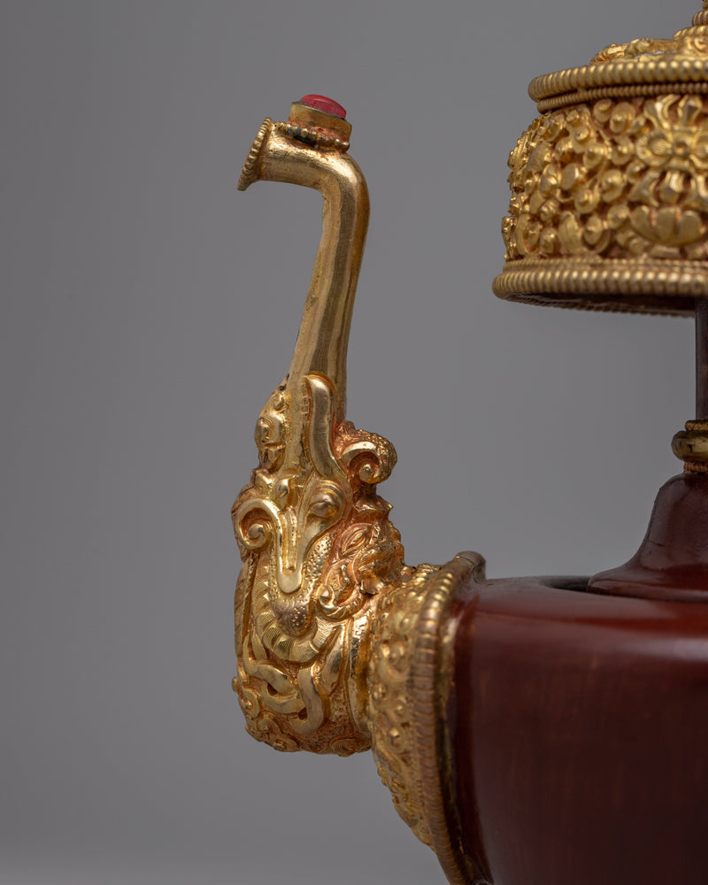 Ceremonial Copper Bhumpa | Gold Plated Buddhist Offering Vase