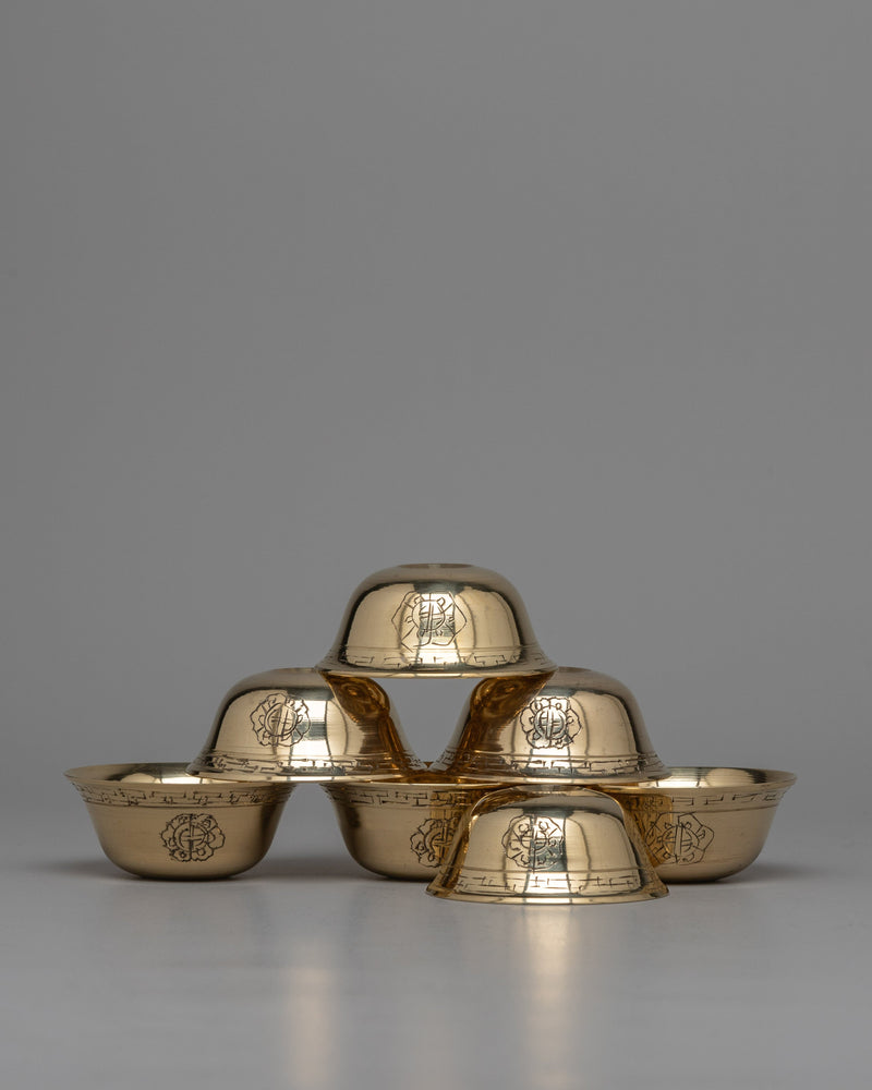 Brass Carved Offering Bowls | Traditional Spiritual Decor for Altar