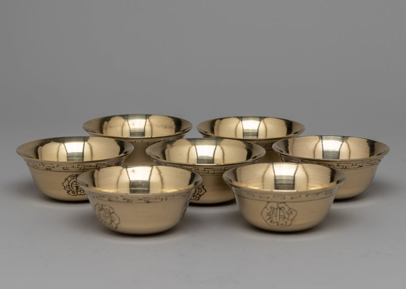 Brass Carved Offering Bowls | Traditional Spiritual Decor for Altar