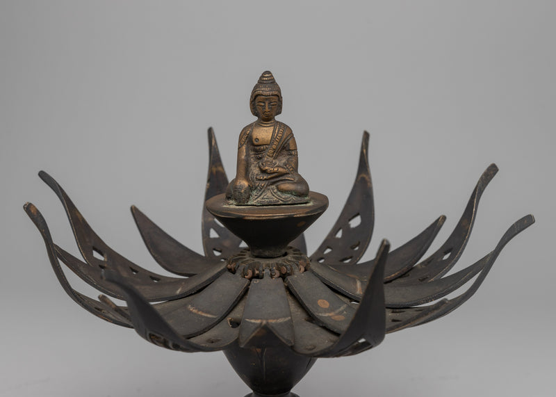 Buddha Brass Deity Lotus Mandala |  Spiritual Deity Art for Inner Calm