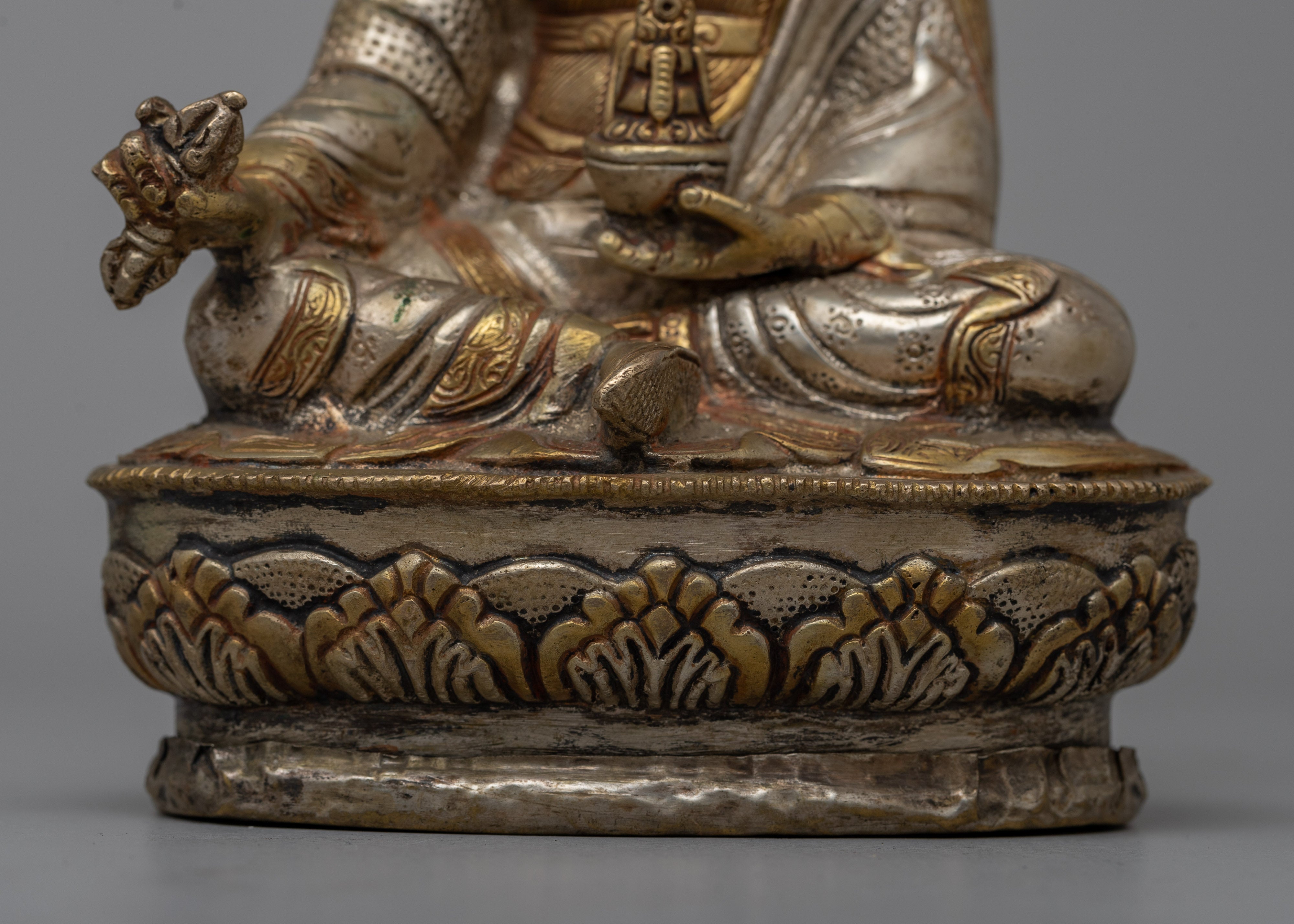 Brass Guru Rinpoche Statue | Luxuriously Enhanced with 24k Gold Gilding